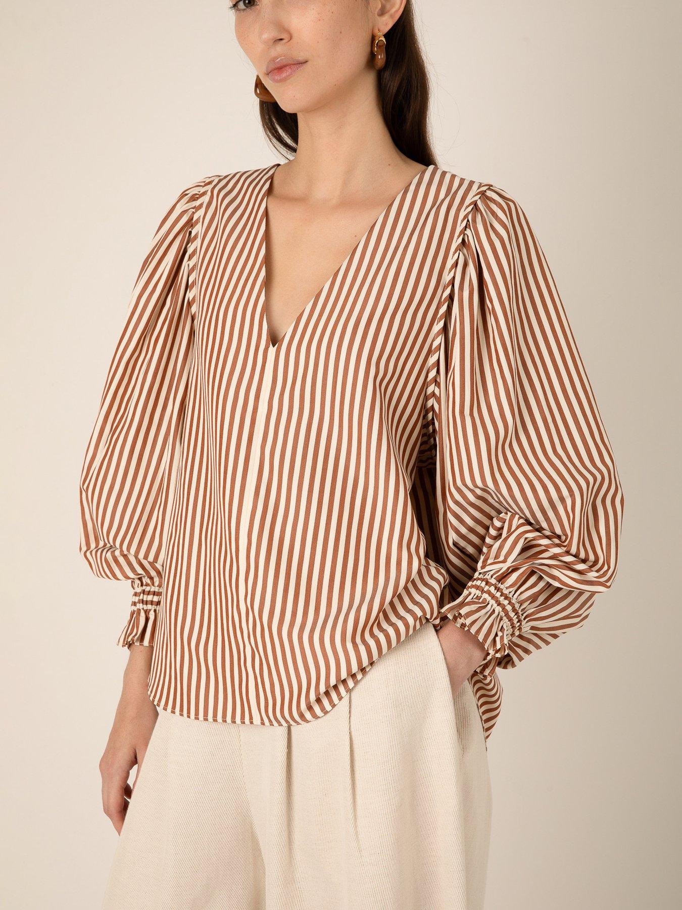 Image 4 of 4 of Vi.ve.re Remi Stripe Blouse - Brown
