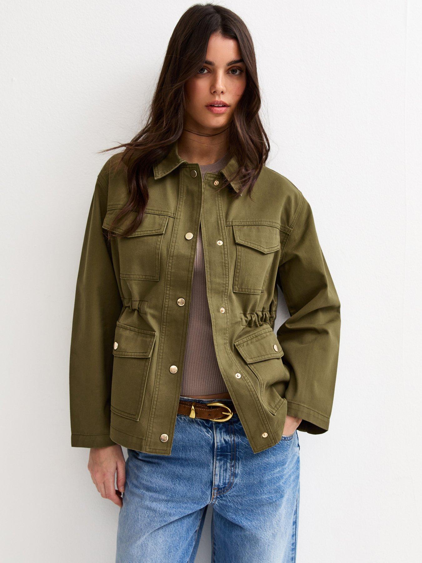 New Look Four Pocket Shacket - Khaki Green | Very