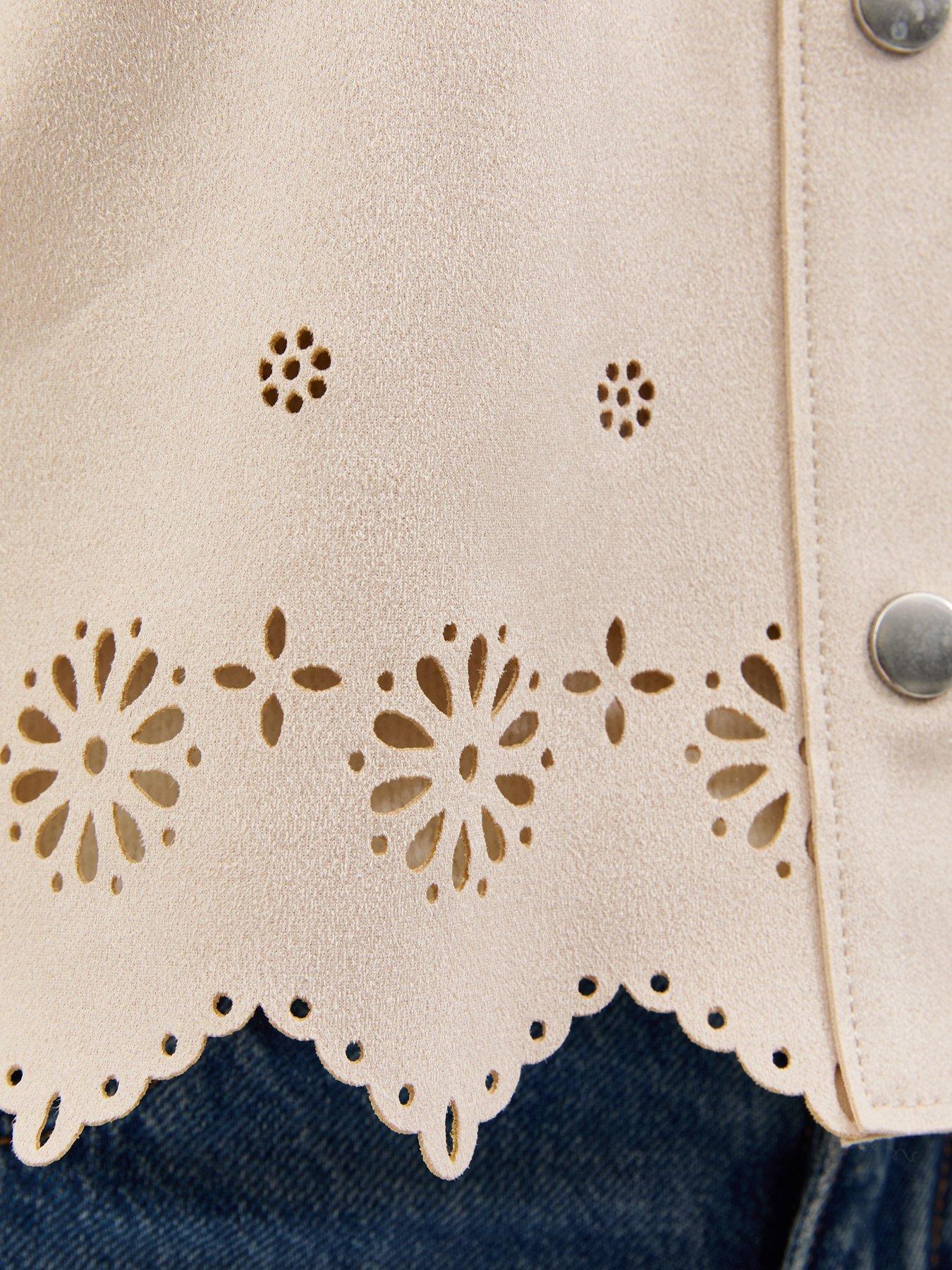 Image 5 of 5 of New Look Cutwork Faux Suede Shacket - Stone