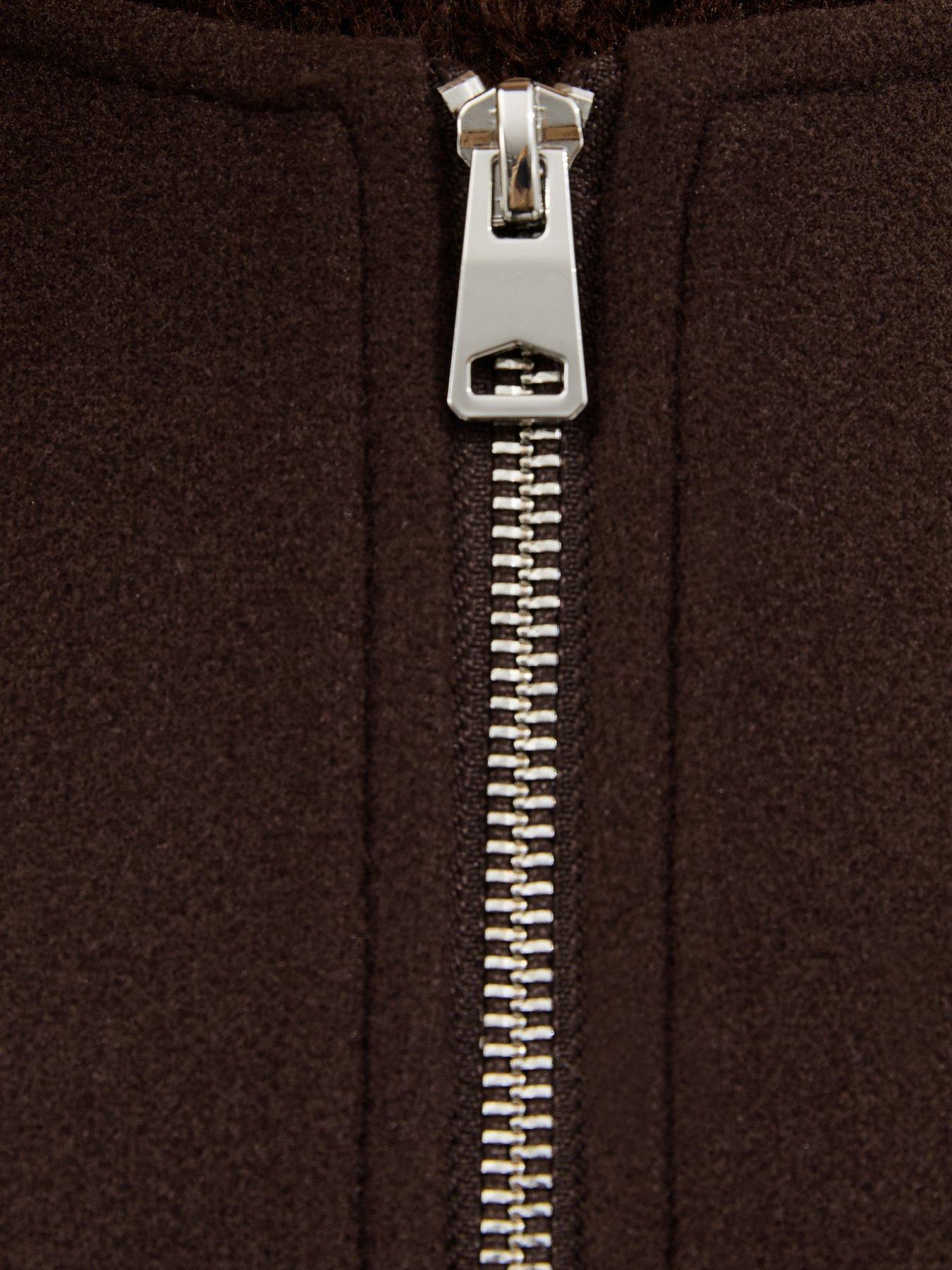 Image 5 of 5 of New Look Collarless Zip Through Bomber Jacket - Brown