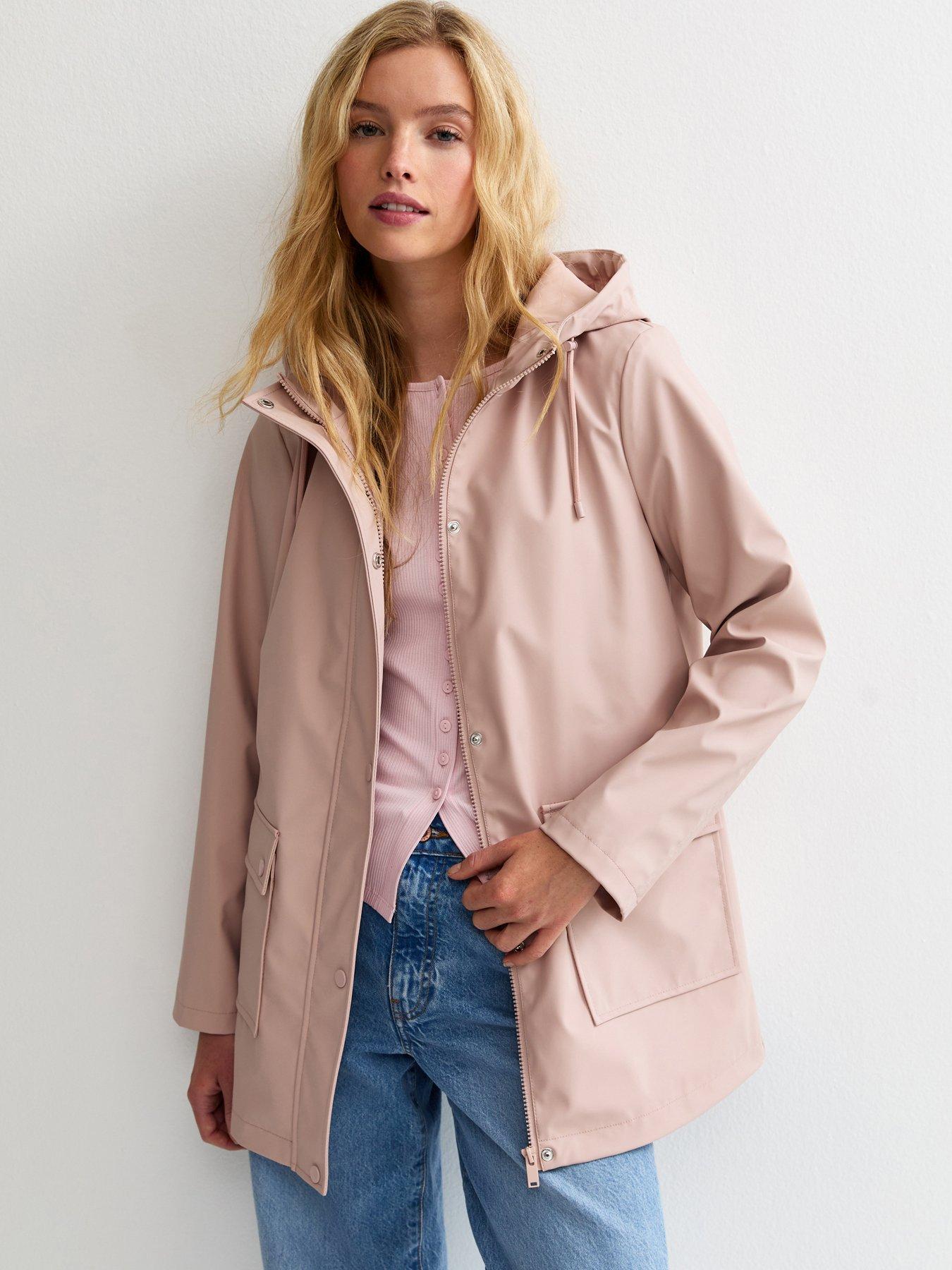 New Look Water Resistant Drawstring Hood Rain Anorak - Pale Pink