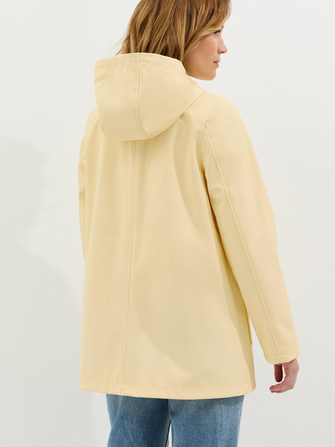 Image 2 of 5 of New Look Light Yellow Water Resistant Drawstring Hood Rain Anorak