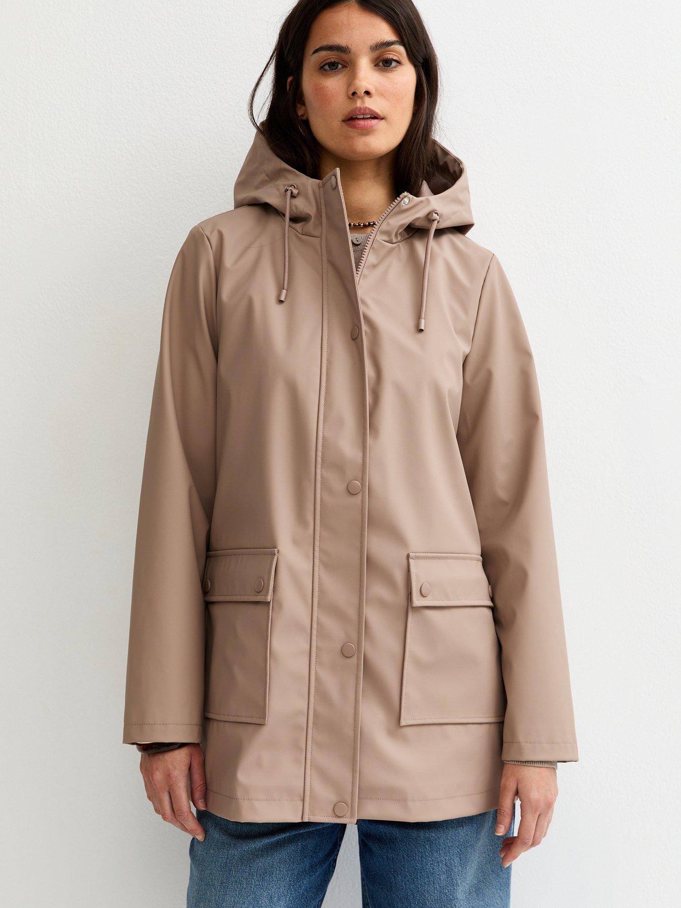 New Look Mink Water Resistant Drawstring Hood Rain Anorak