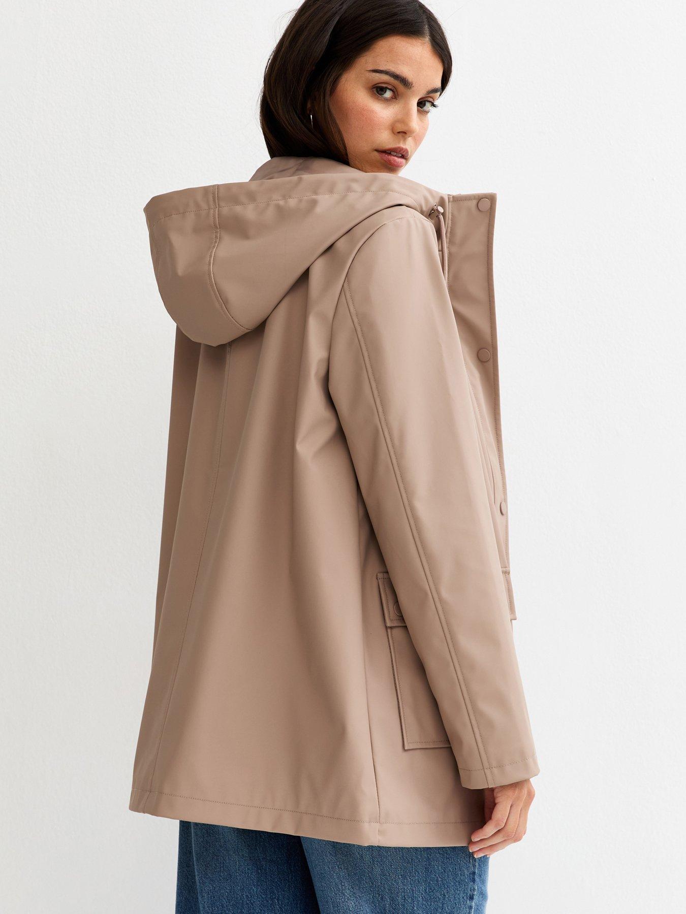 Image 2 of 6 of New Look Mink Water Resistant Drawstring Hood Rain Anorak