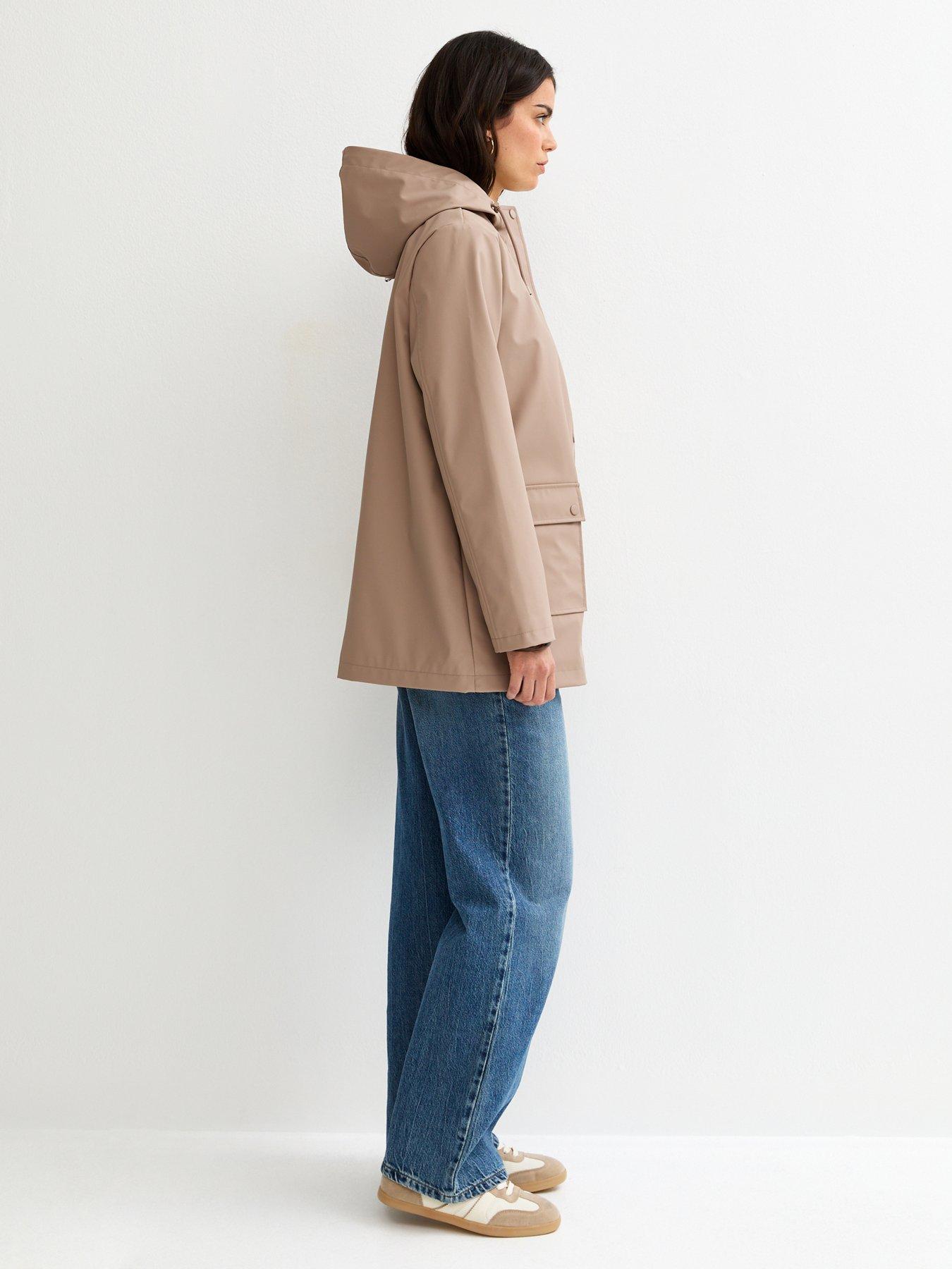 Image 3 of 6 of New Look Mink Water Resistant Drawstring Hood Rain Anorak