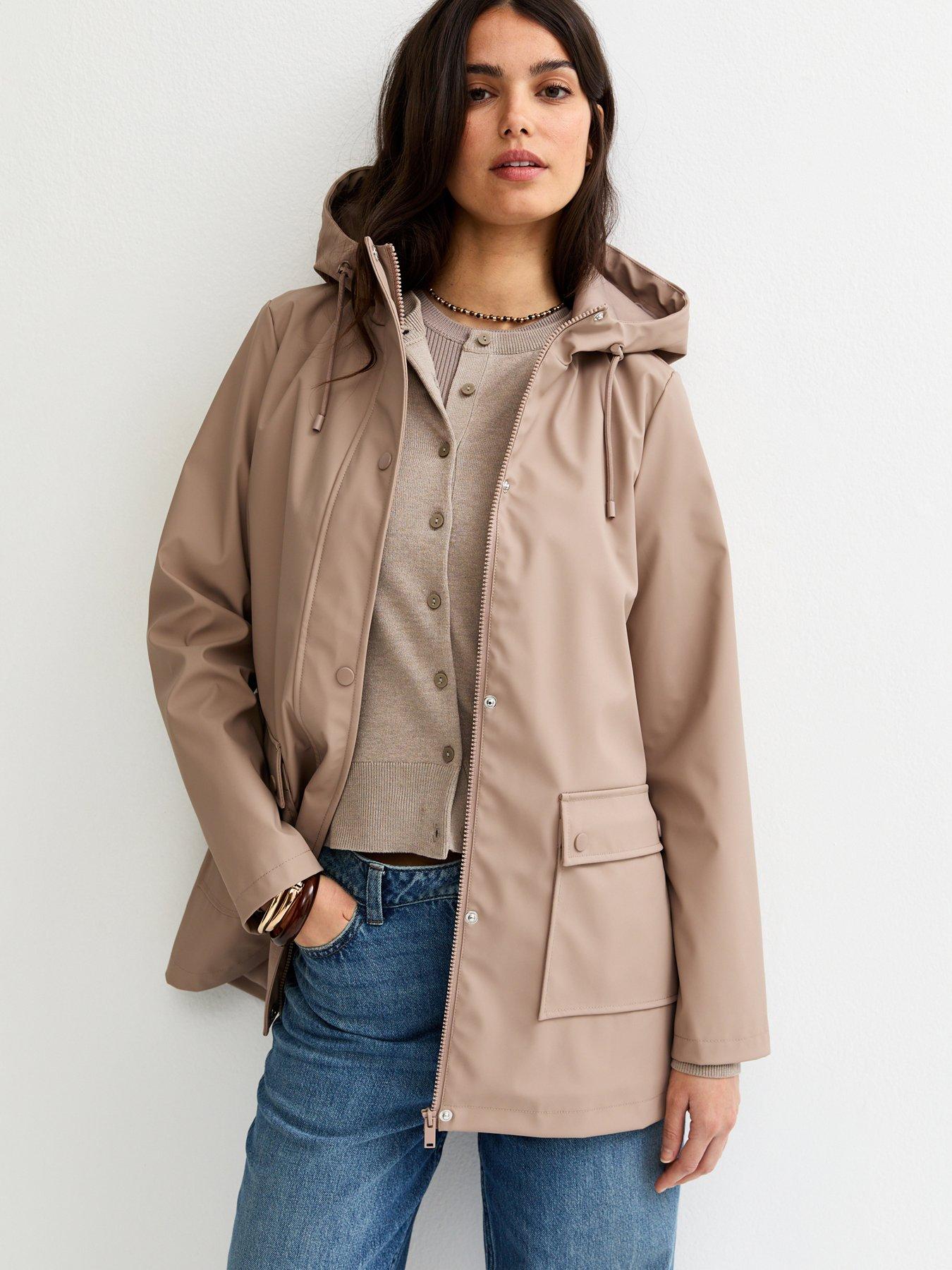 Image 4 of 6 of New Look Mink Water Resistant Drawstring Hood Rain Anorak