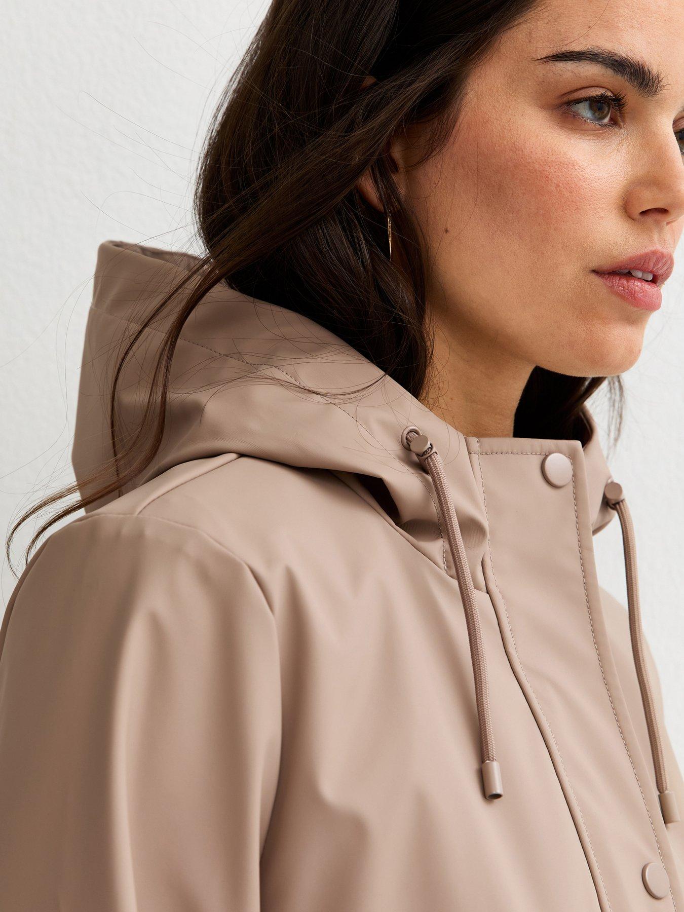 Image 5 of 6 of New Look Mink Water Resistant Drawstring Hood Rain Anorak
