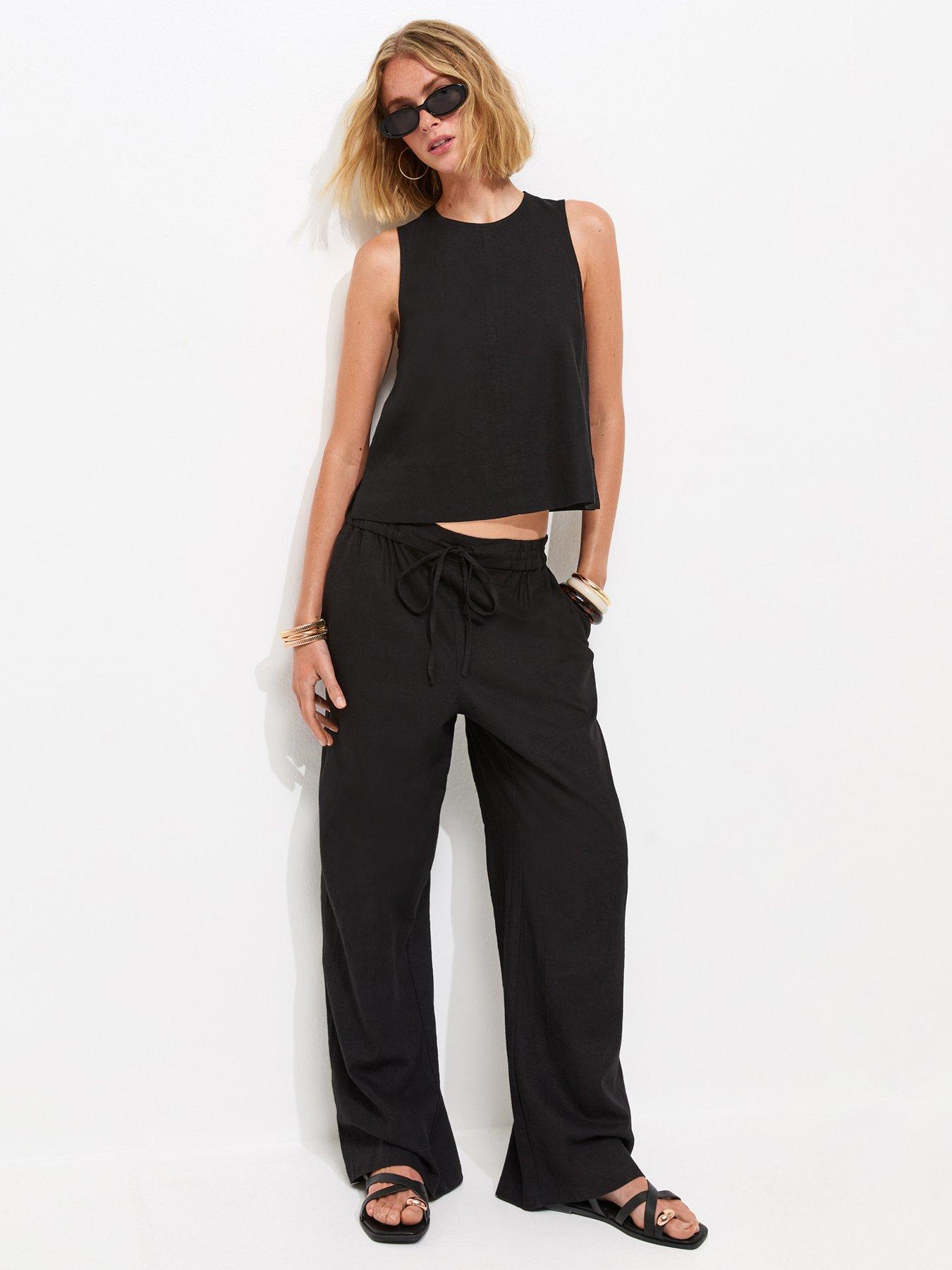 Image 3 of 6 of New Look Black Linen Blend Sleeveless Top