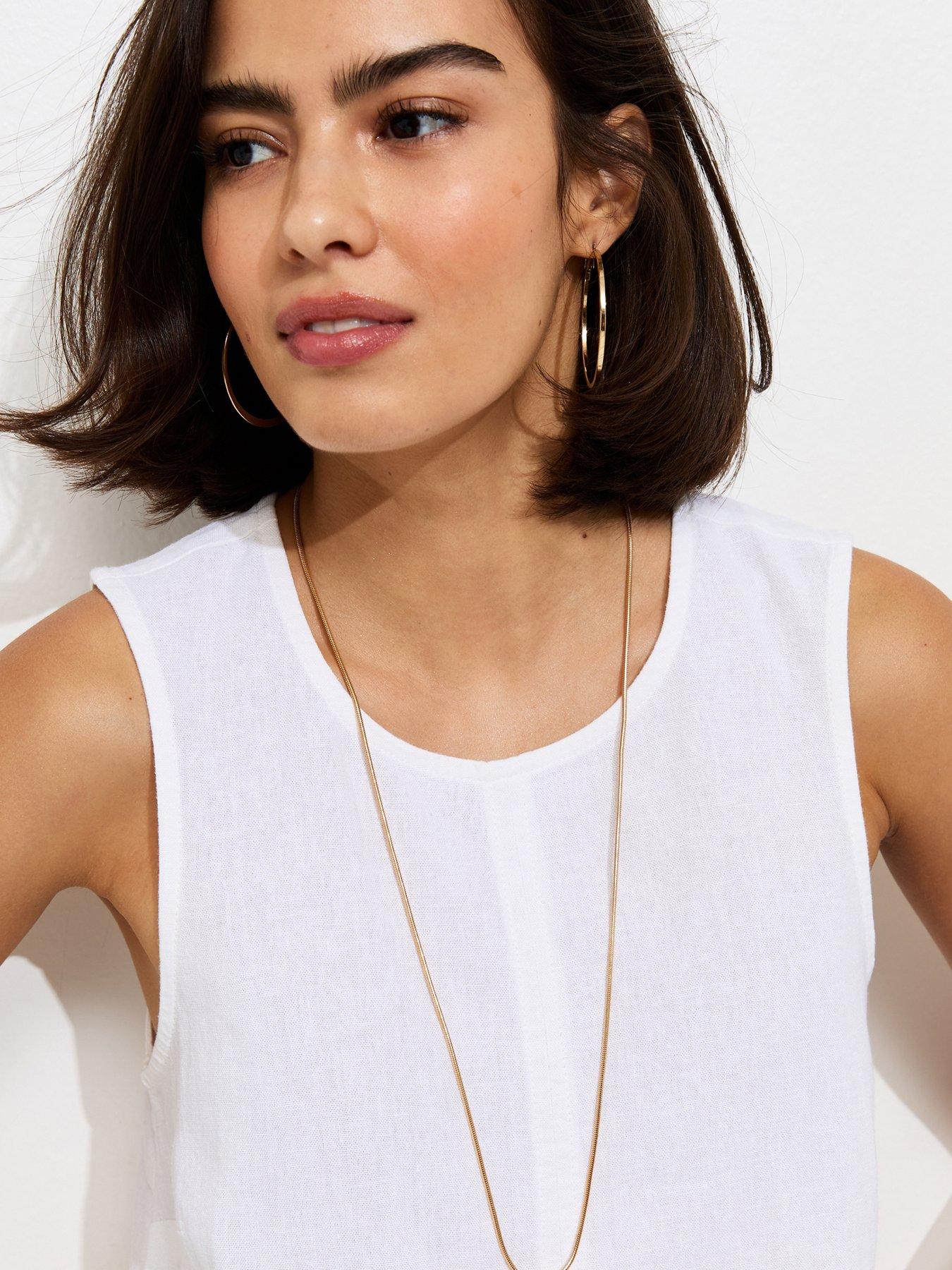 Image 4 of 6 of New Look Linen Blend Sleeveless Top - White