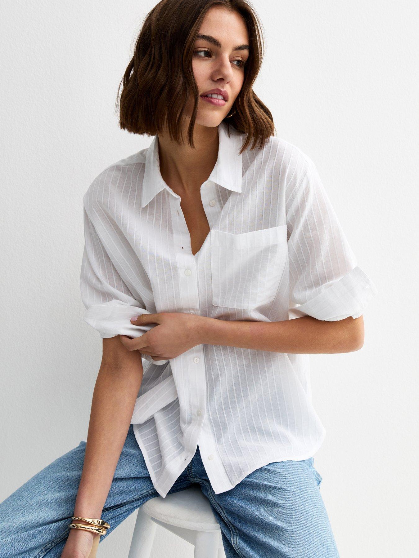 New Look White Stripe Long Sleeve Shirt