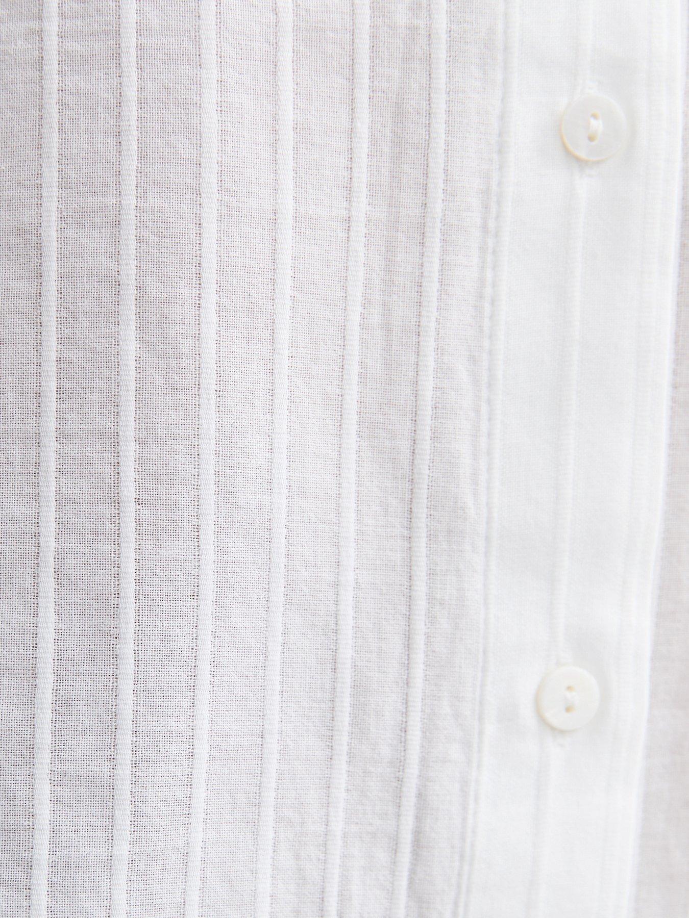 Image 6 of 6 of New Look Stripe Long Sleeve Shirt - White