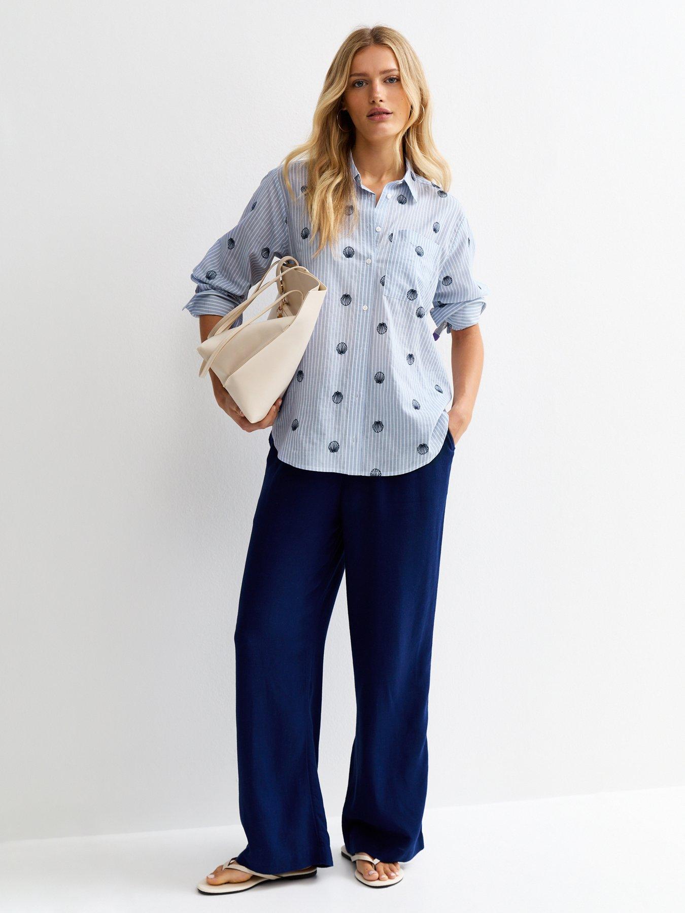 New Look Pinstripe Shell Shirt - Blue | Very