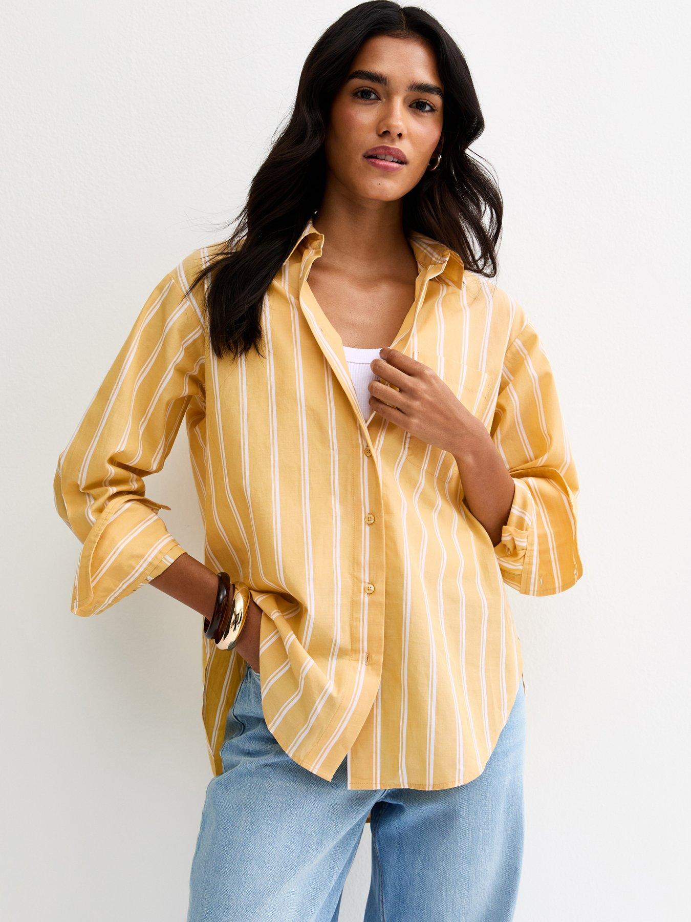 New Look Cotton Striped Button Up Shirt - Yellow