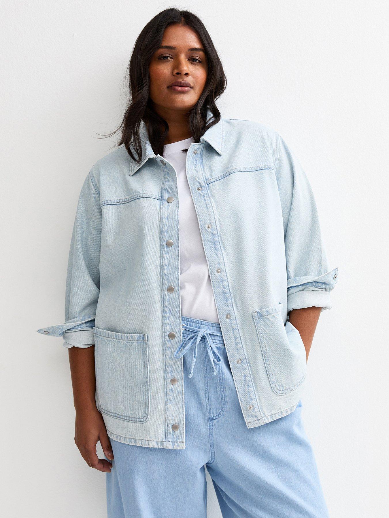 New Look Curves Denim Shacket - Light Blue | Very