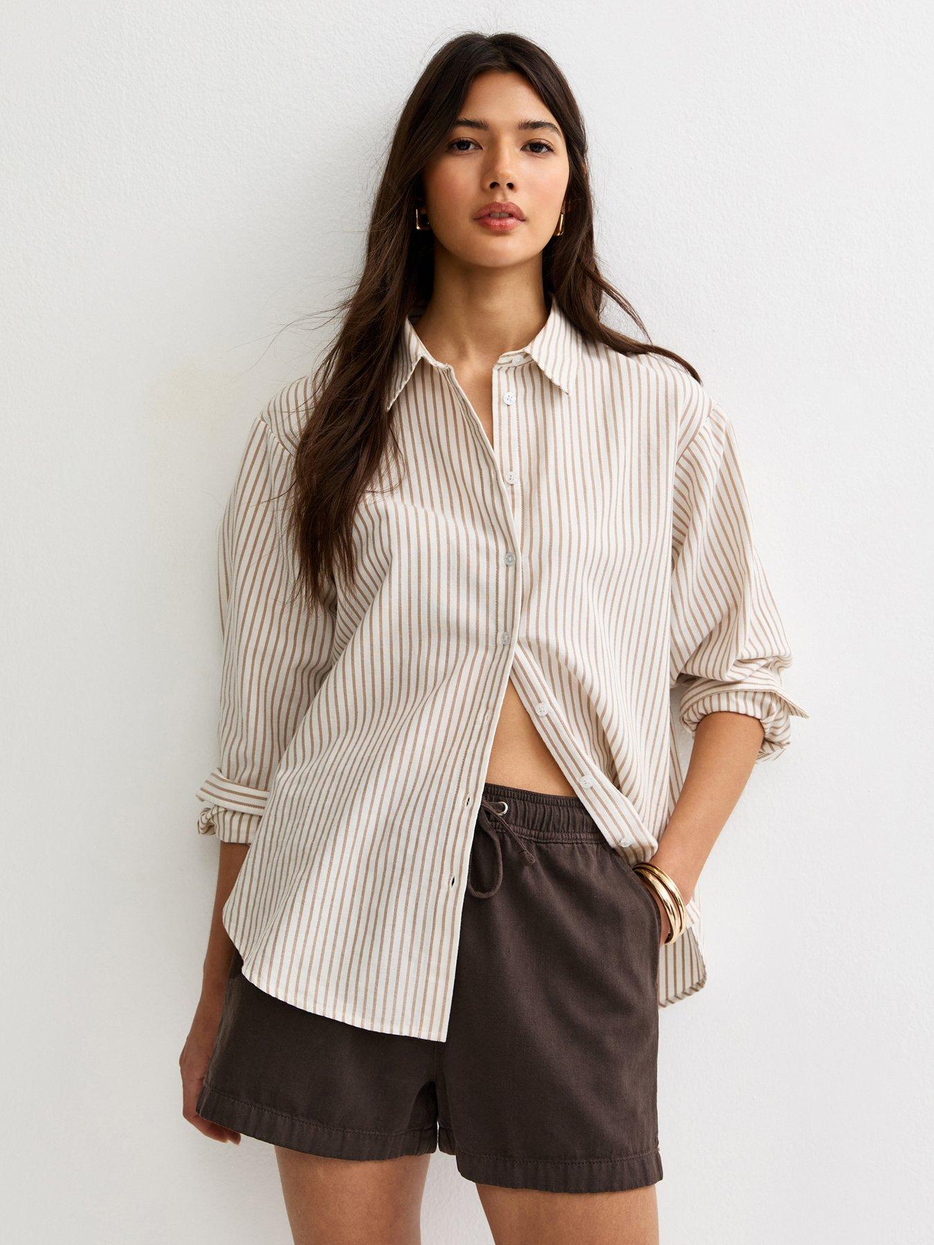 Image 1 of 5 of New Look Cotton Twill Pull On Drawstring Shorts - Dark Brown