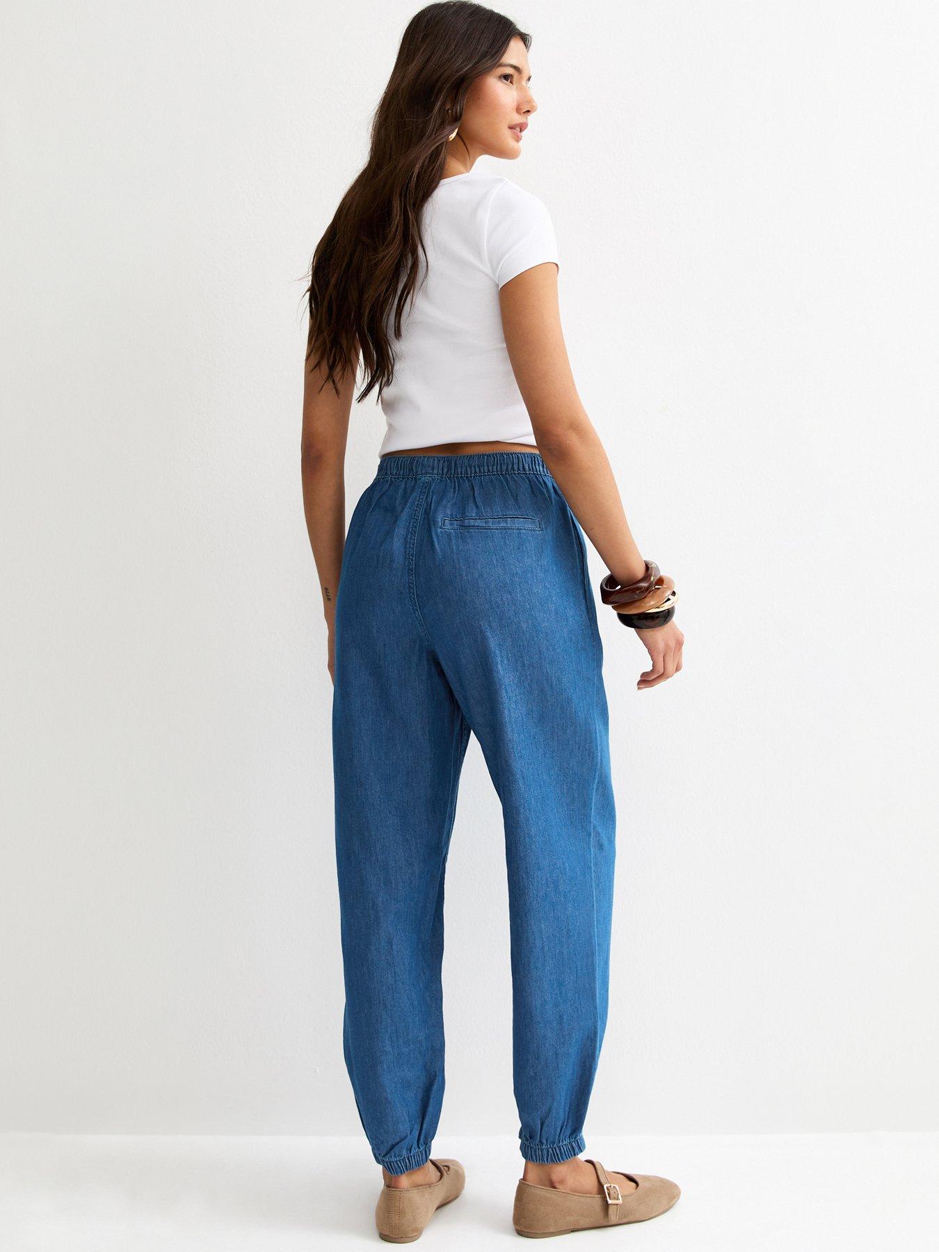 Image 2 of 6 of New Look Tapered Drawstring Trousers - Chambray Blue