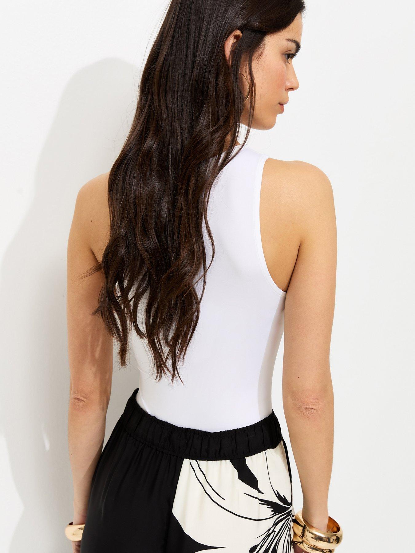 Image 2 of 5 of New Look White Jersey Racer Bodysuit