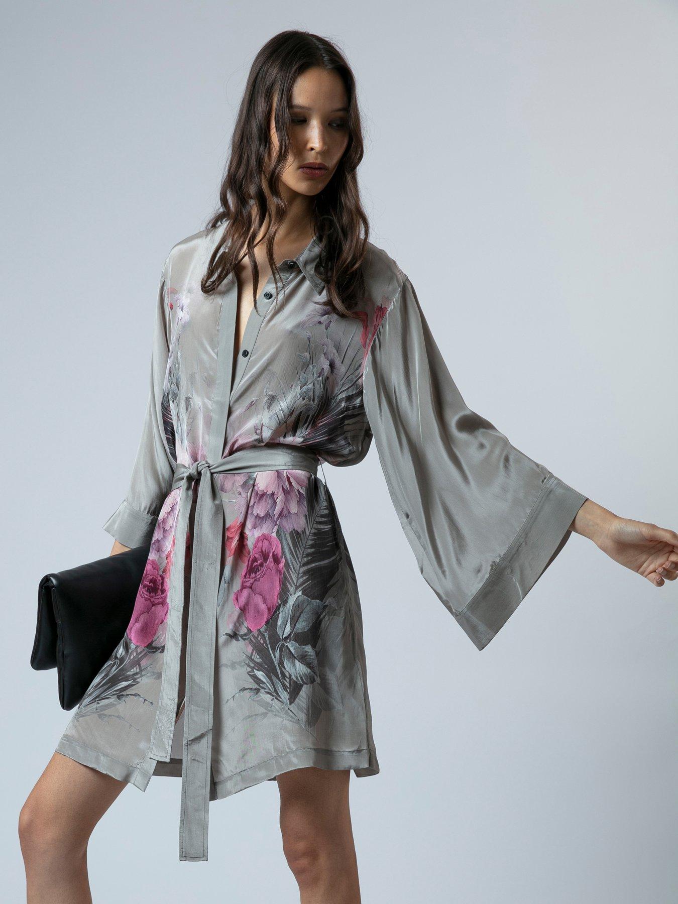 Religion Lauren Kimono Sleeve Tunic Dress - Grey