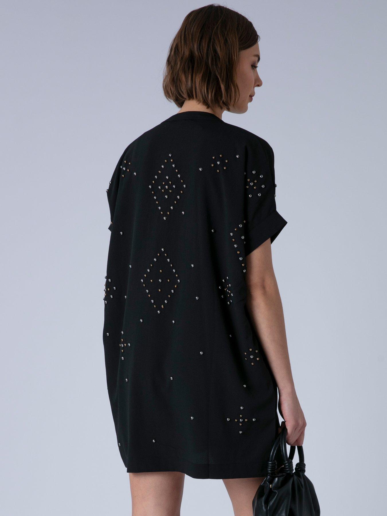Image 2 of 6 of Religion Sarah Heavily Embellished Tunic Dress - Black