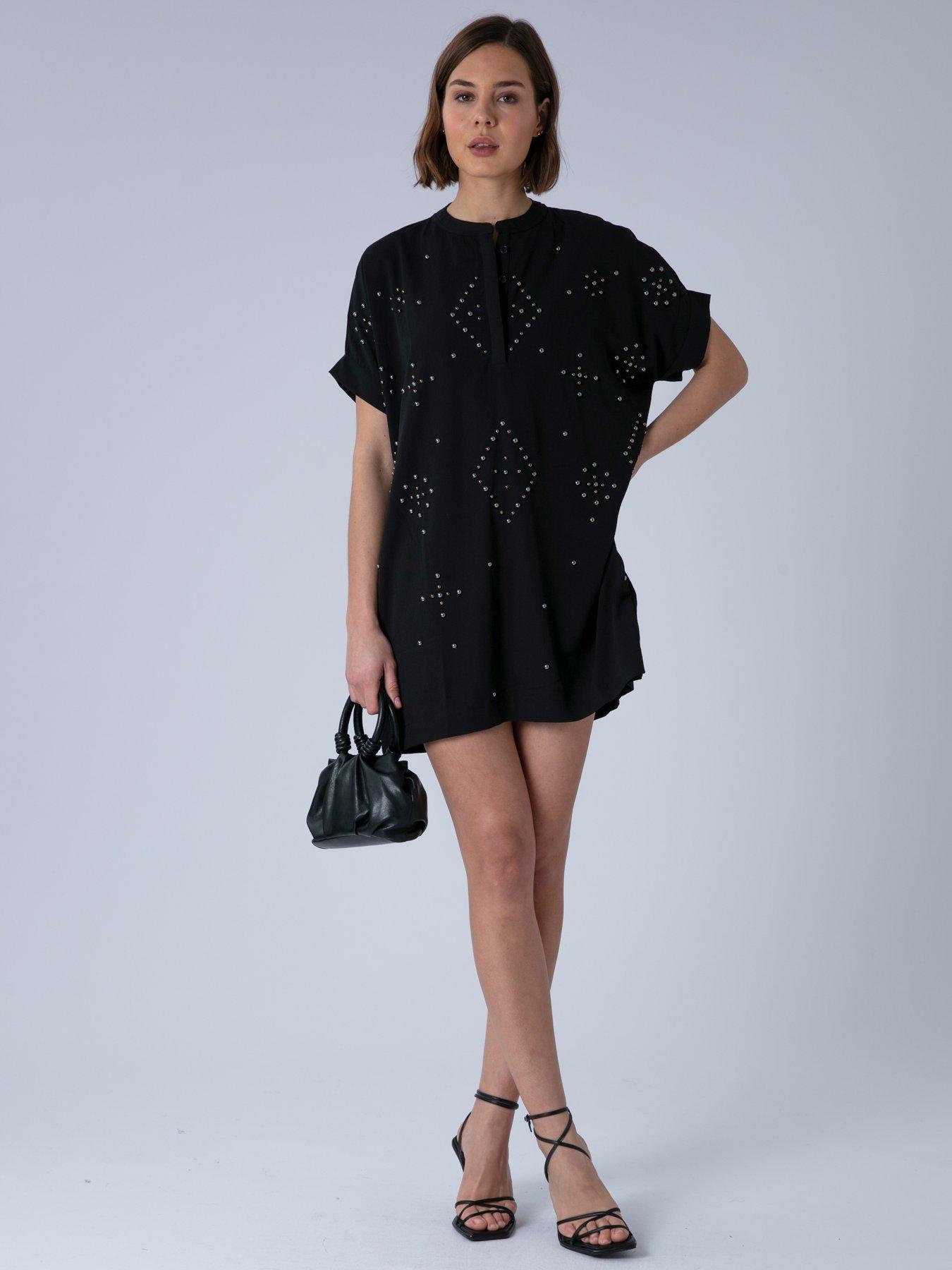 Image 3 of 6 of Religion Sarah Heavily Embellished Tunic Dress - Black