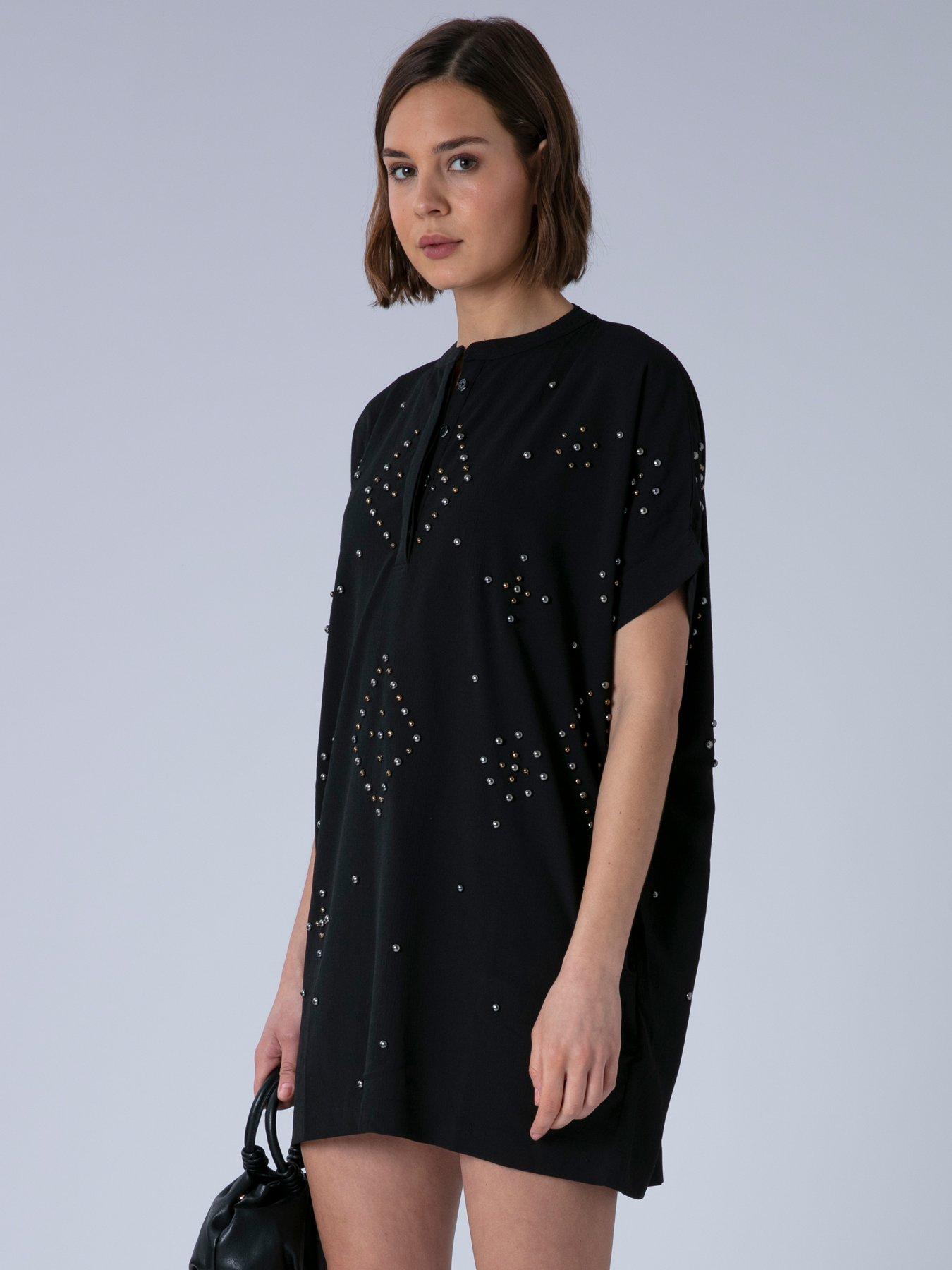 Image 5 of 6 of Religion Sarah Heavily Embellished Tunic Dress - Black