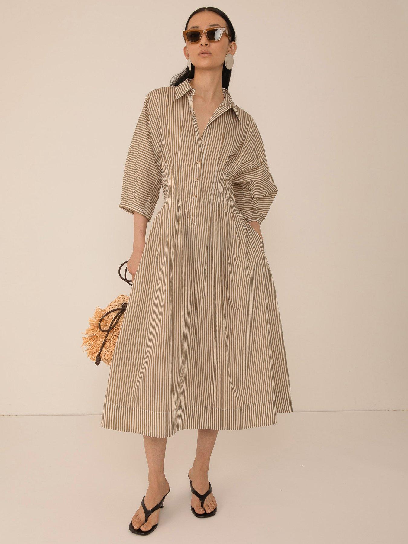 Vi.ve.re Novalie Stripe Dress - Beige