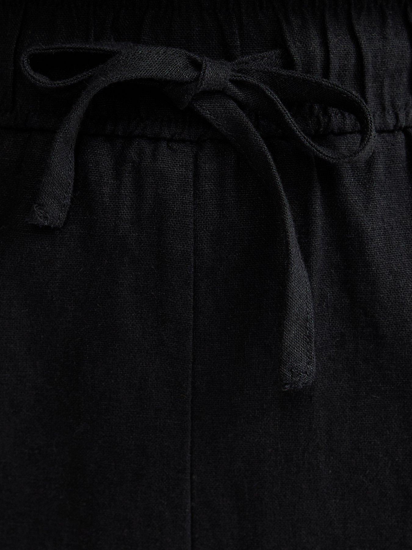 Image 6 of 6 of New Look Curves Black Linen Blend Wide Leg Trouser