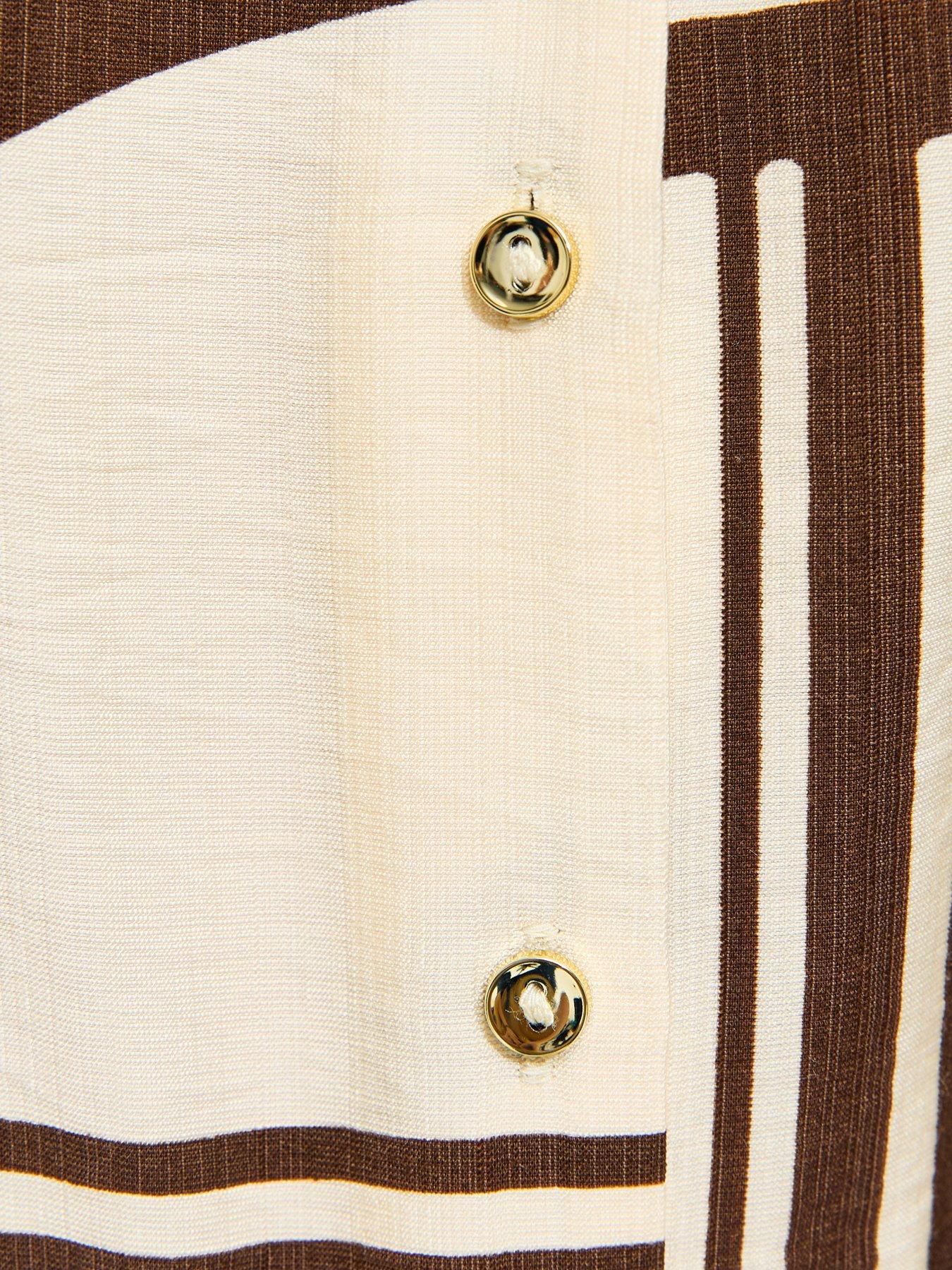 Image 5 of 5 of New Look Abstract Print Short Sleeve Shirt - White/Brown