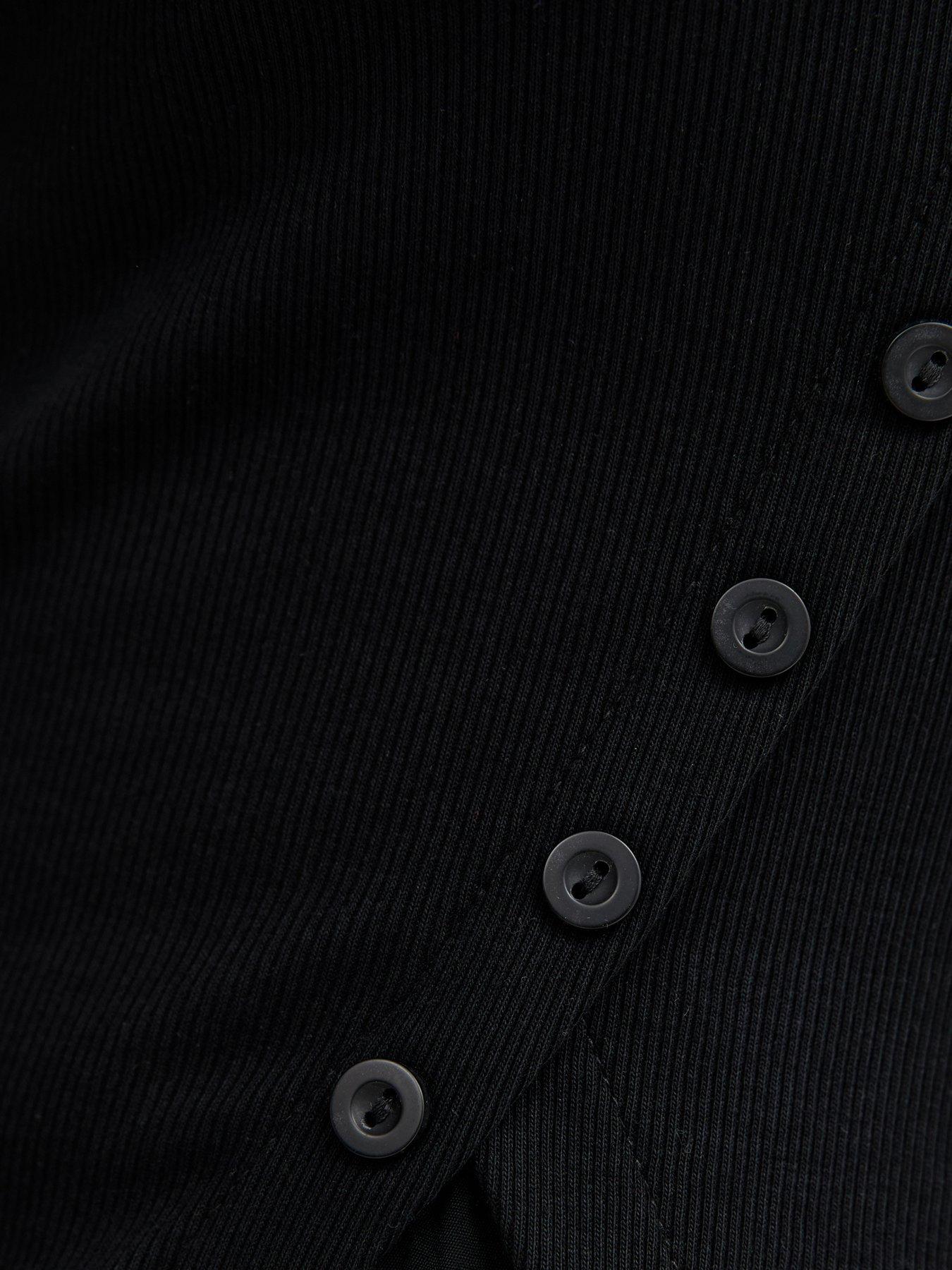 Image 5 of 5 of New Look Asymmetric Hem Button Side Vest Top - Black