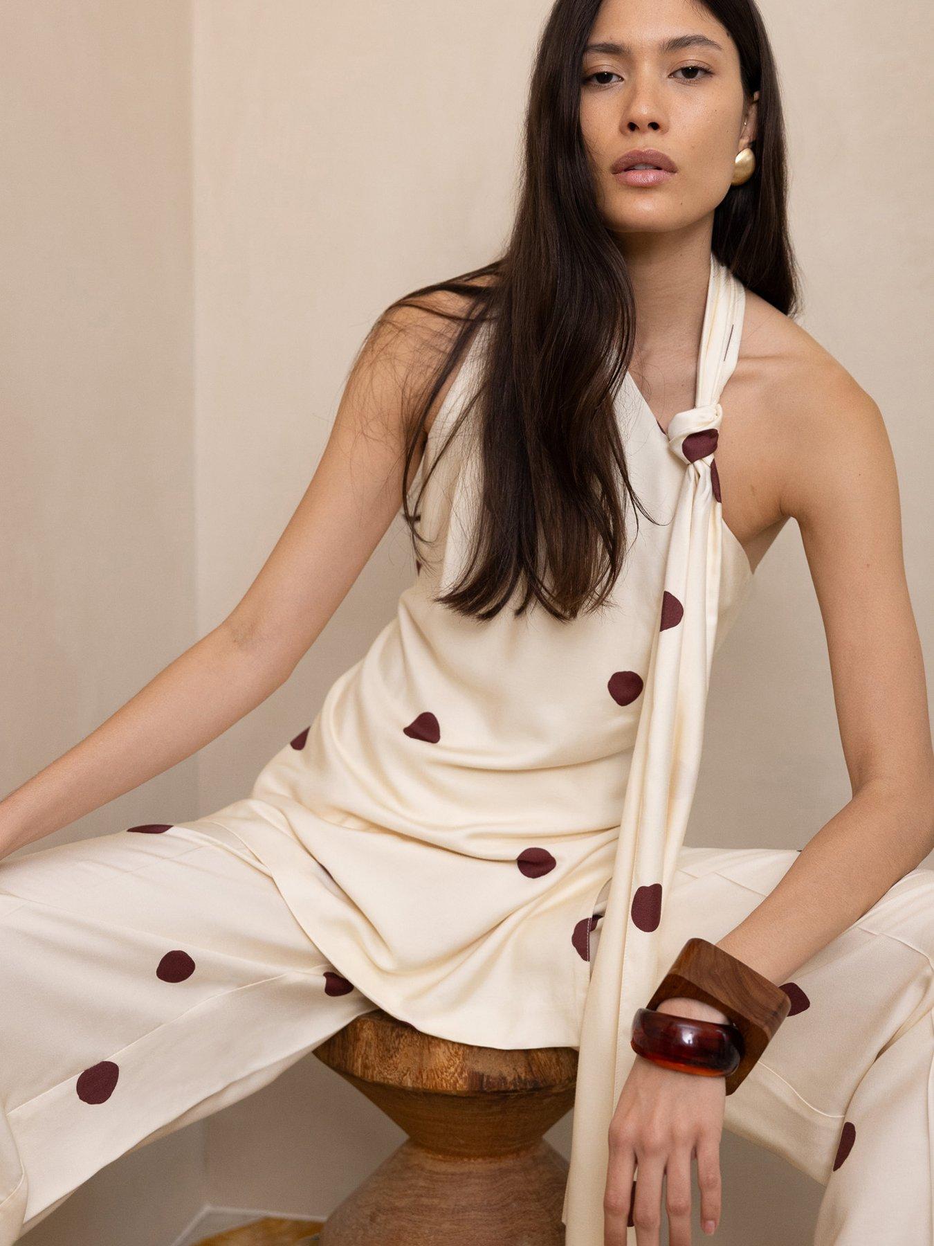 Image 2 of 5 of Vi.ve.re Rebecca Spot One Shoulder Top - Cream