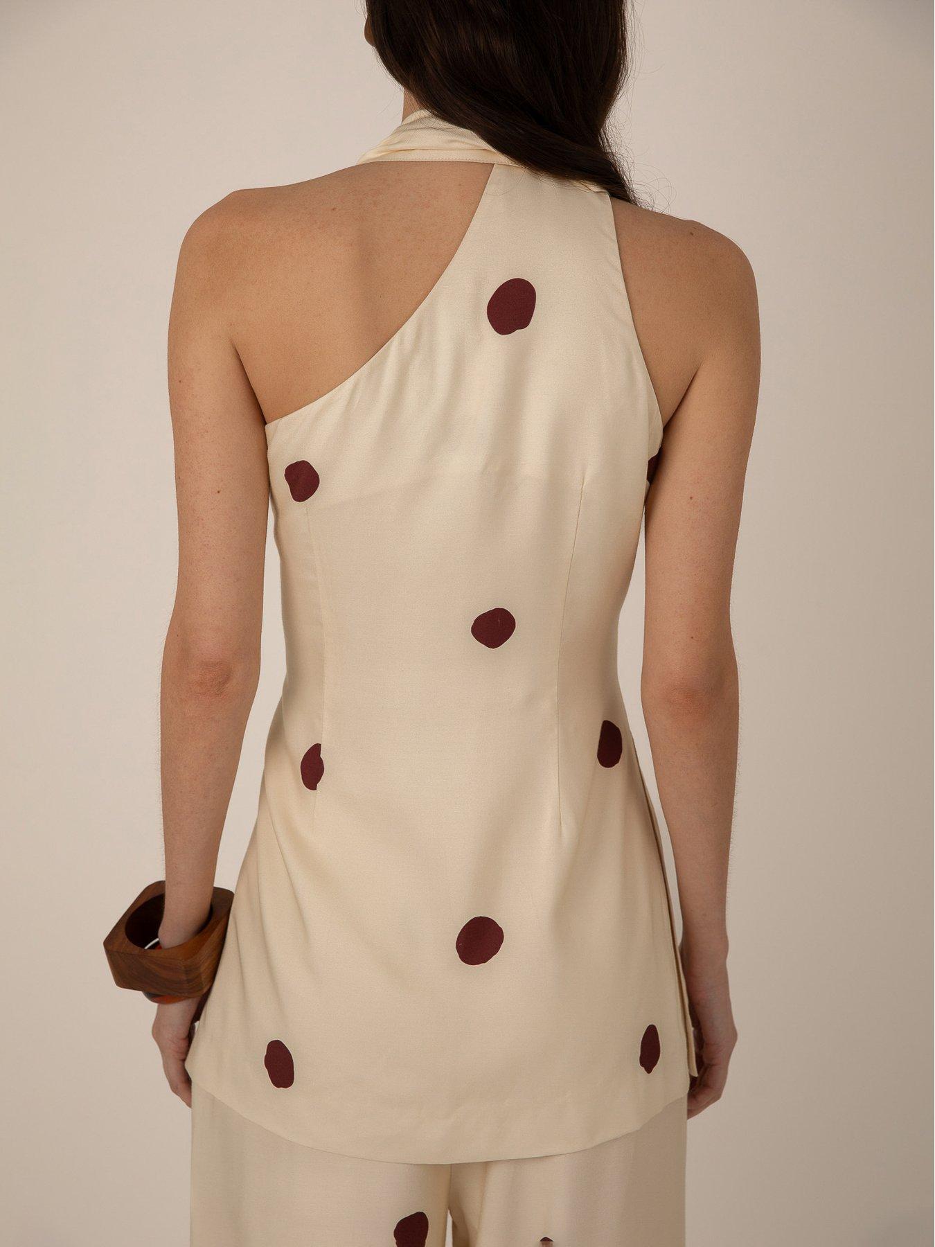 Image 3 of 5 of Vi.ve.re Rebecca Spot One Shoulder Top - Cream