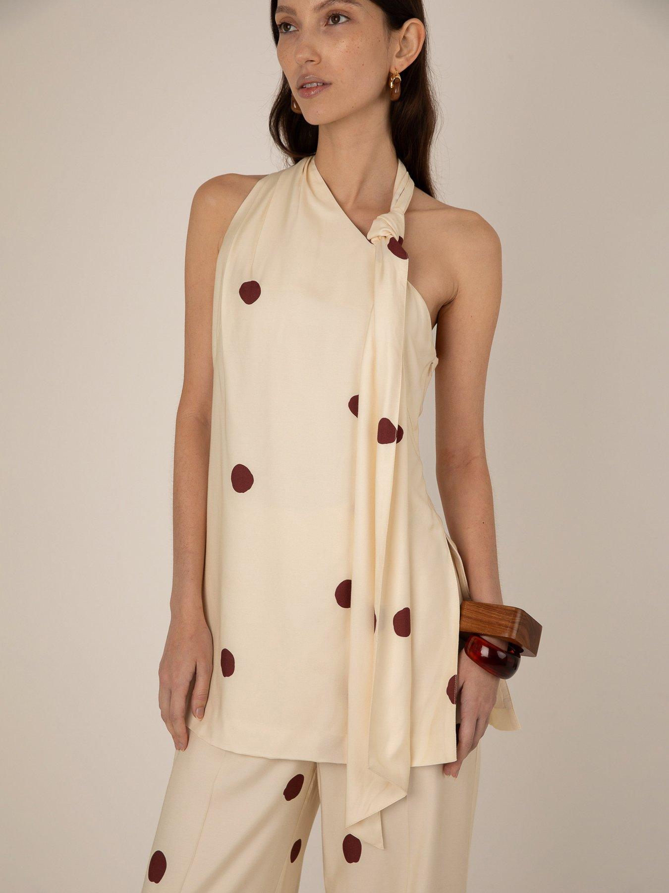 Image 4 of 5 of Vi.ve.re Rebecca Spot One Shoulder Top - Cream