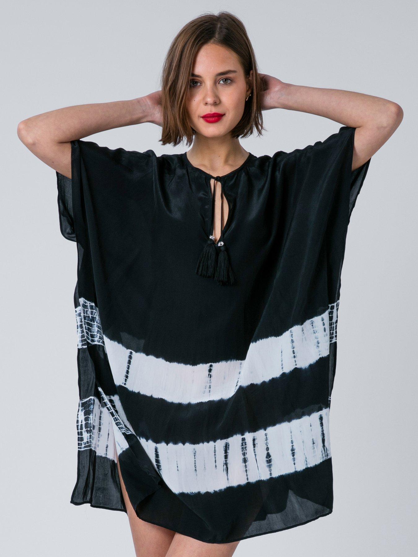 Religion Ella Tie Dye Kaftan Beach Wear - Black