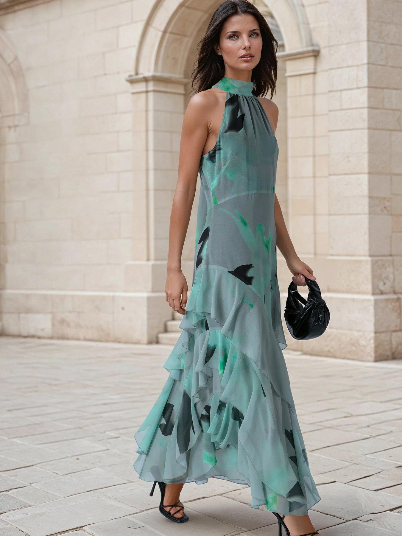Religion Taylor Maxi Halter-Neck Occasion Dress - Green | Very