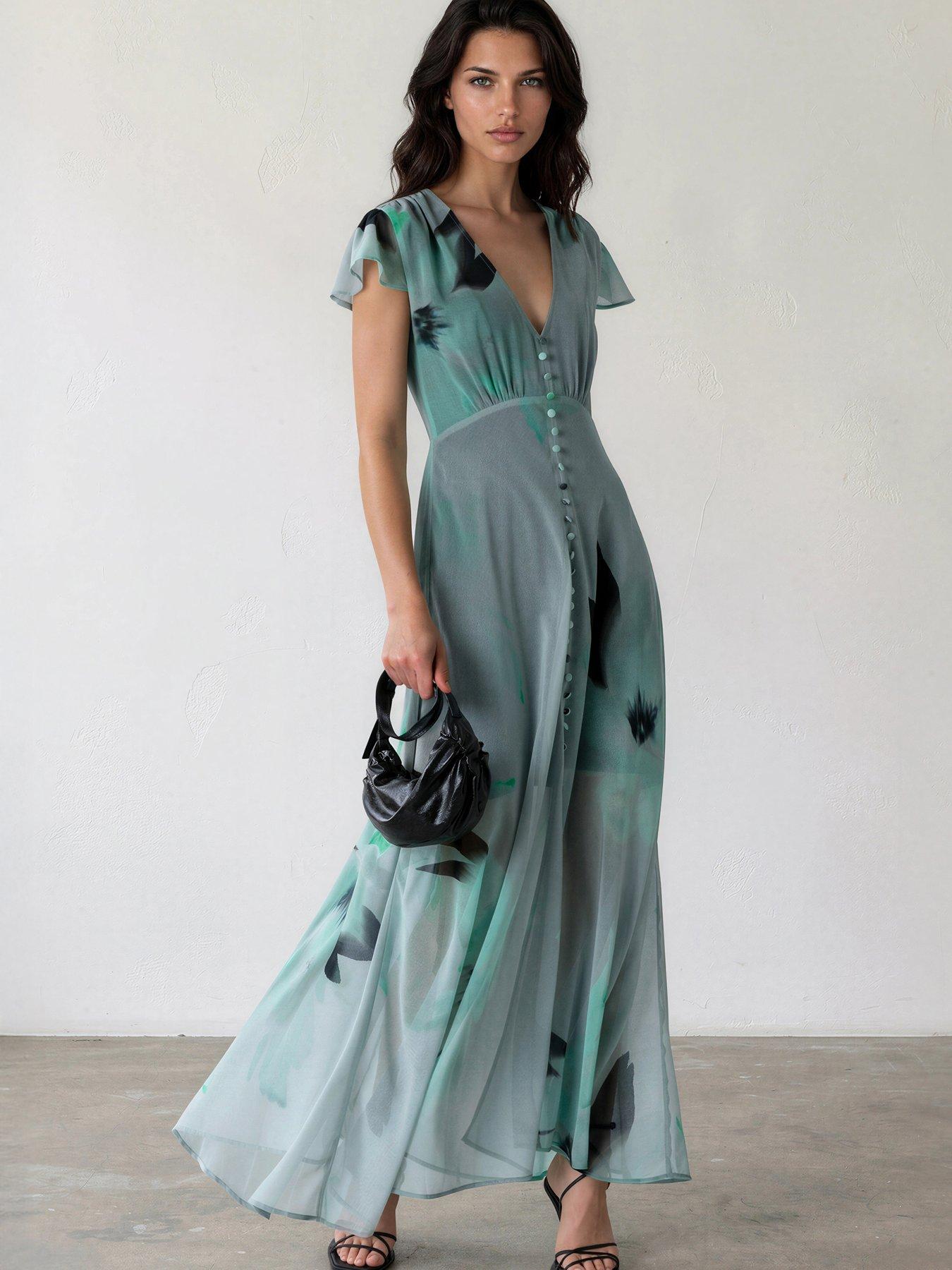 green maxi occasion dress Religion Indium - blue sparkle
