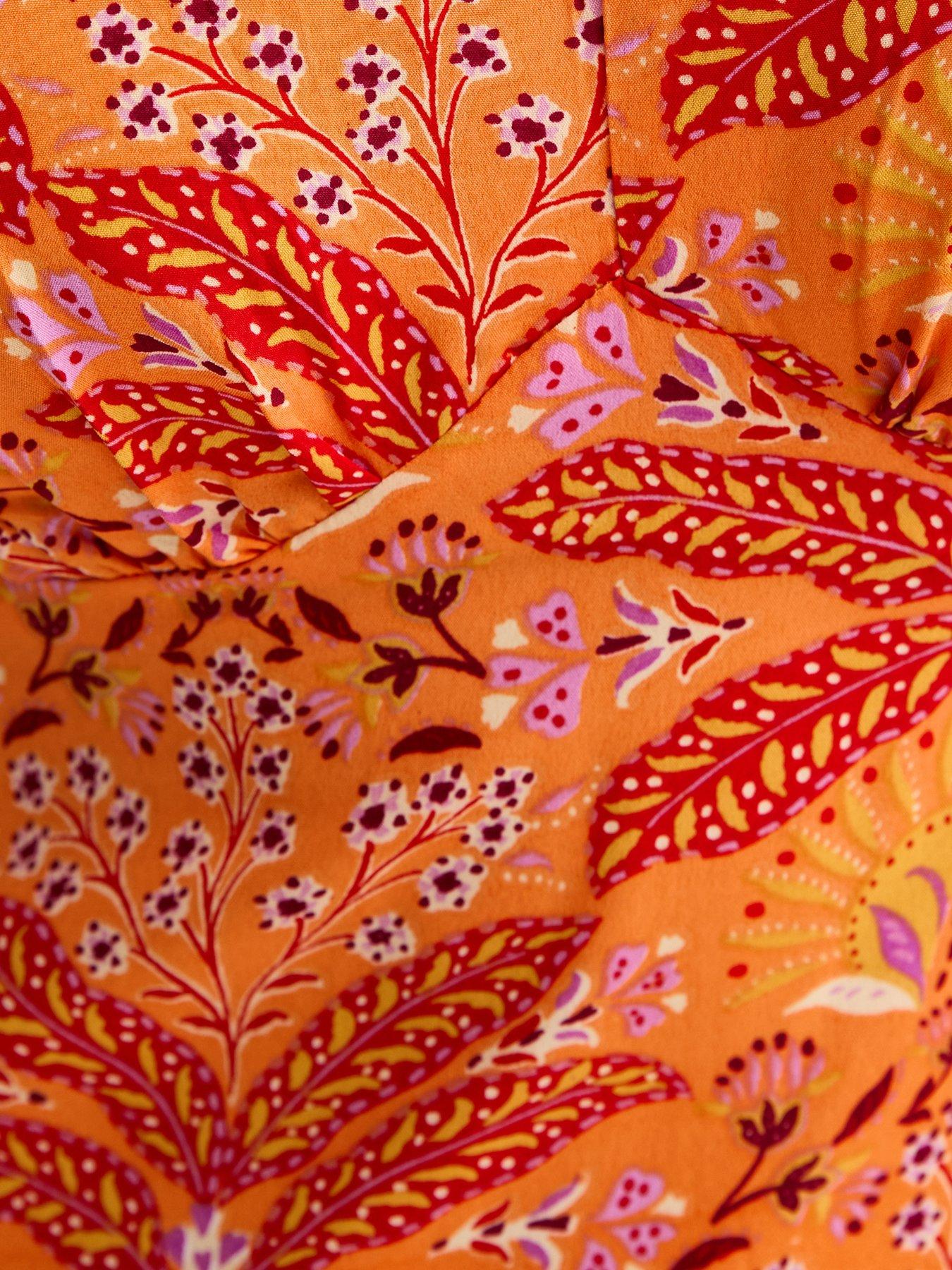Image 5 of 5 of New Look Patterned Tie Sleeve Mini Dress - Orange