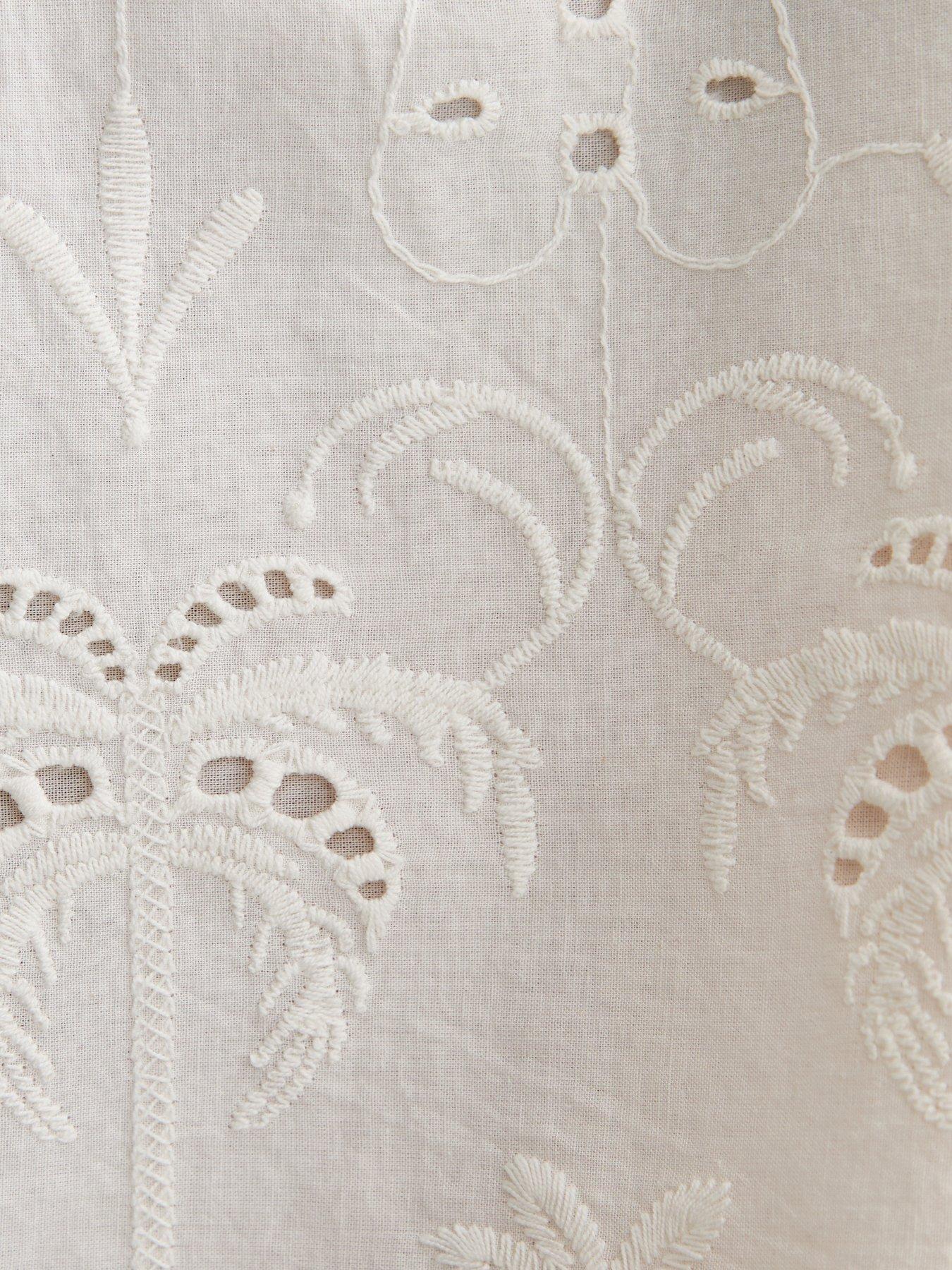 Image 5 of 5 of New Look White Palm Cutwork Puff Blouse