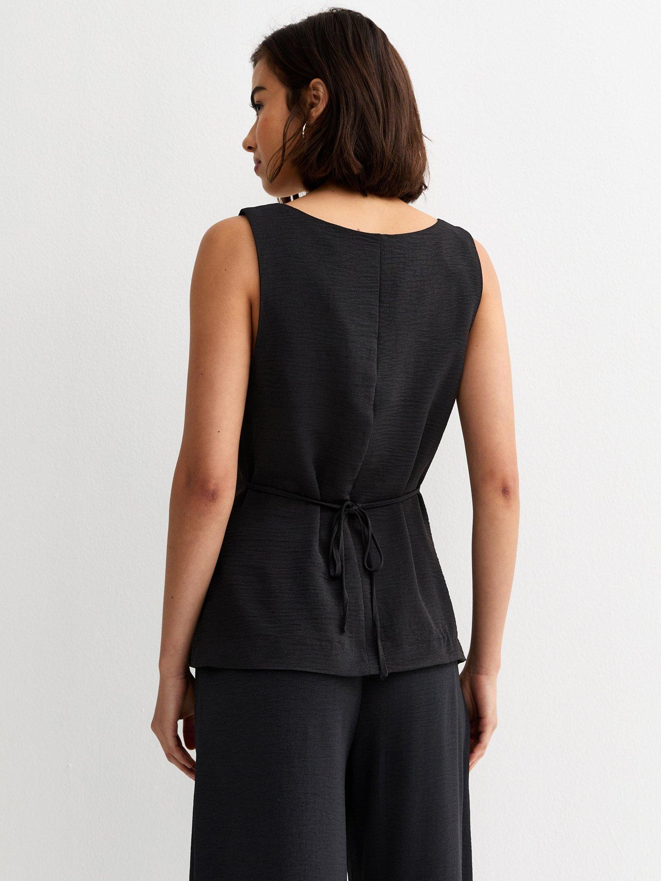 Image 2 of 6 of New Look Square Neck Button Down Waistcoat - Black