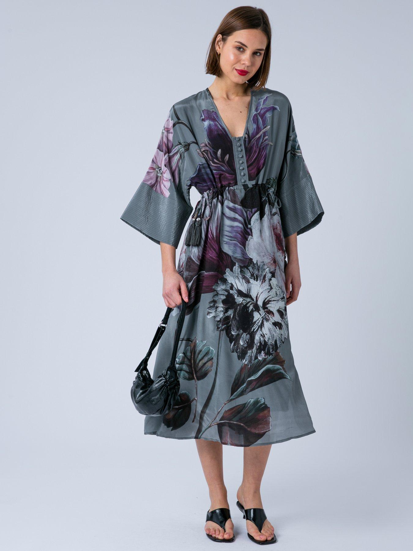 Religion Denise Floral Occasion Tunic Dress - Grey