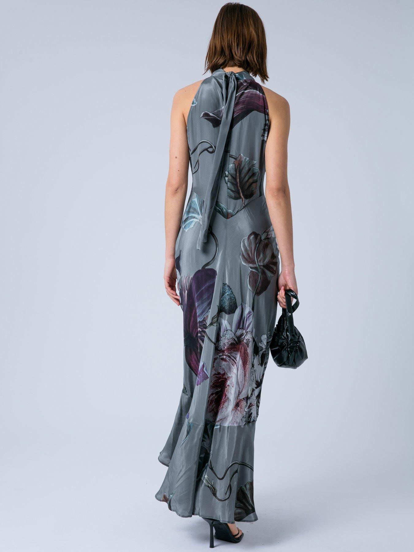 Image 2 of 7 of Religion Valeria Halter Neck Maxi Dress - Grey