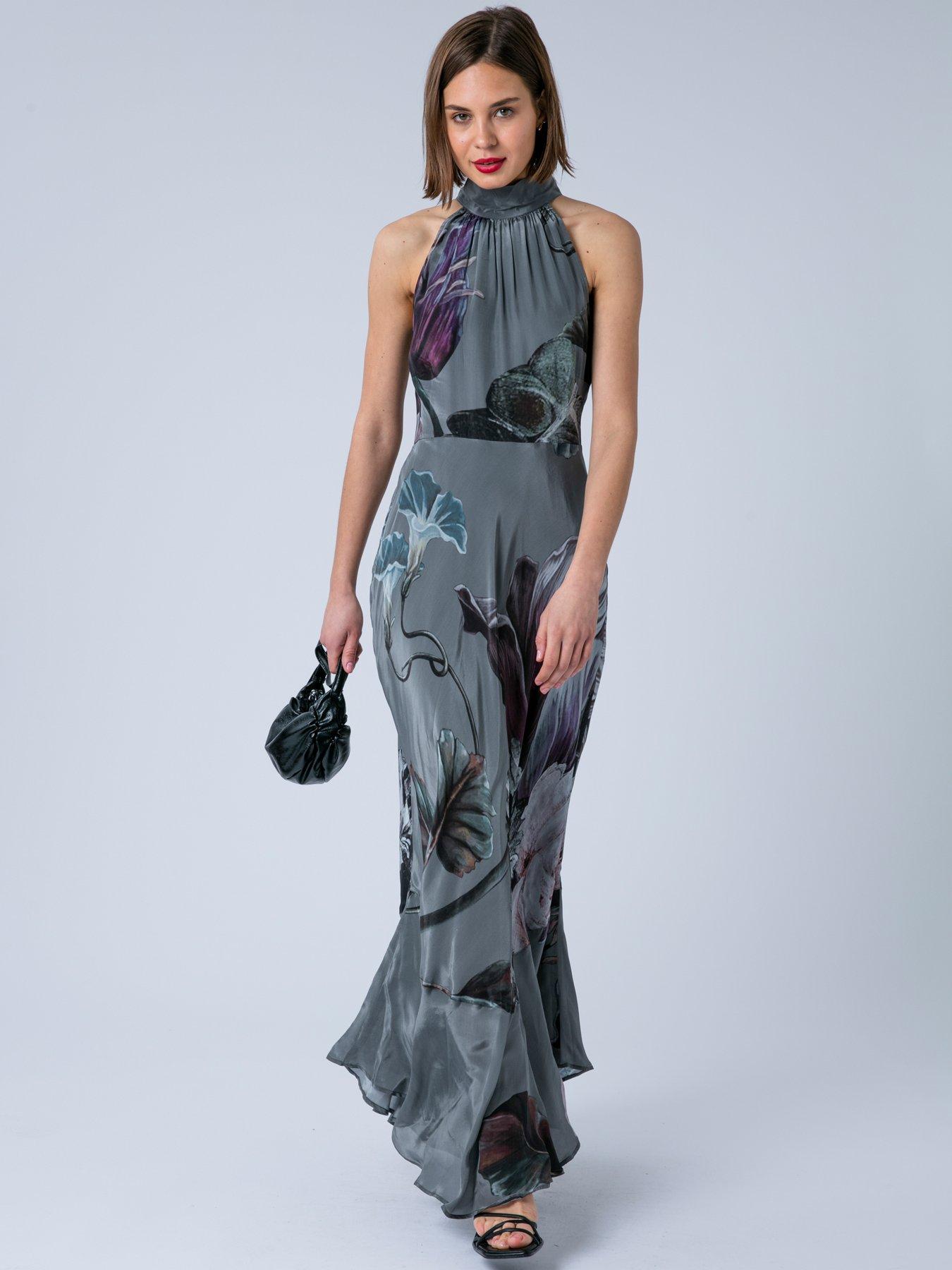 Image 3 of 7 of Religion Valeria Halter Neck Maxi Dress - Grey