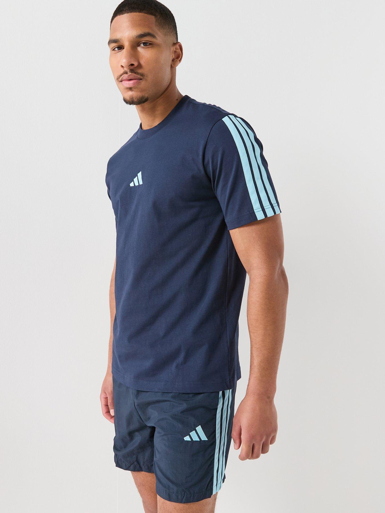 adidas Sportswear: Men's Essentials Three Stripes Single Jersey T-Shirt - Blue