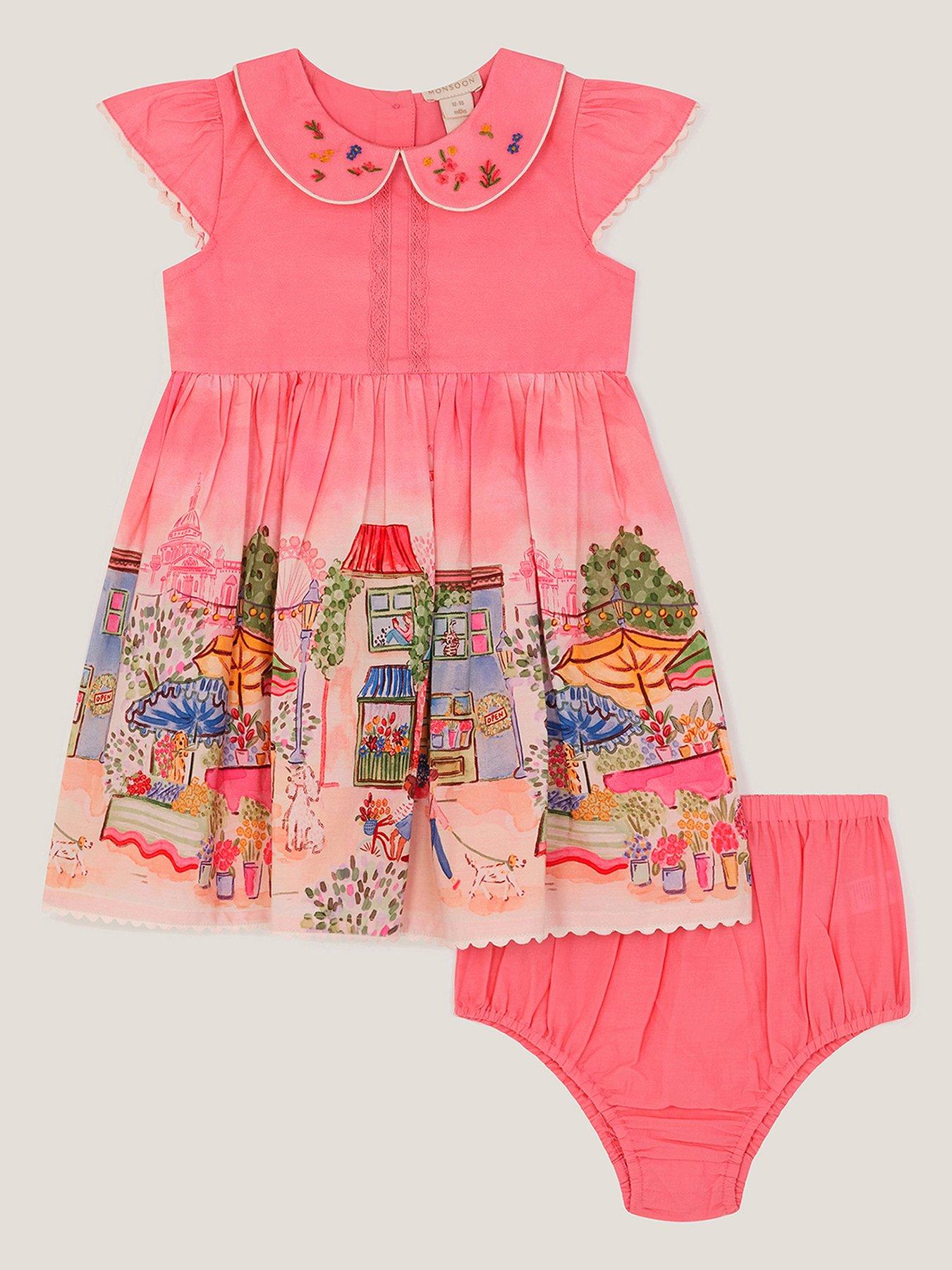 Monsoon Baby Girls London Dress  &  Knickers - Pink