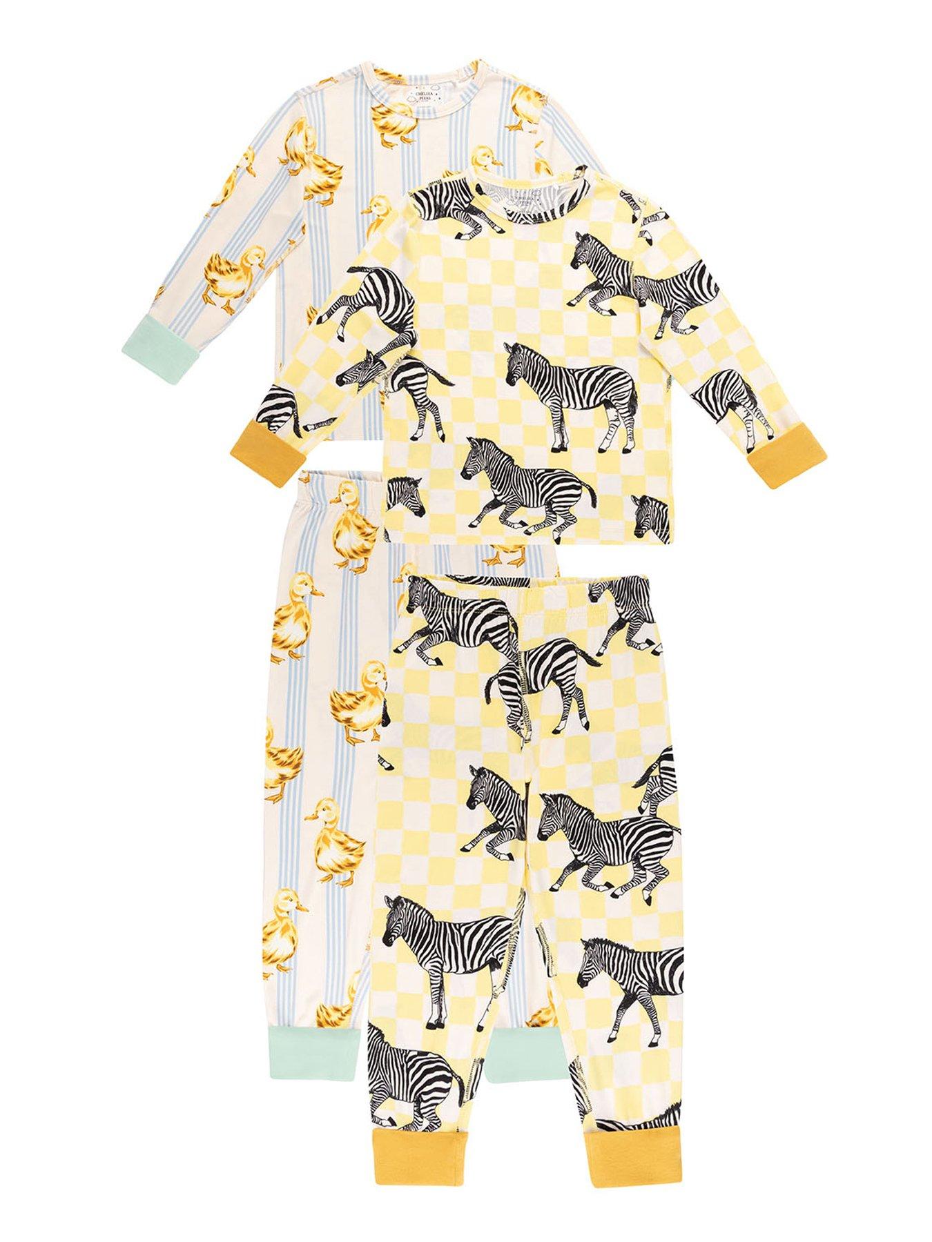 CHELSEA PEERS Kids 2 Pack Duck / Zebra Print Pyjamas - Yellow