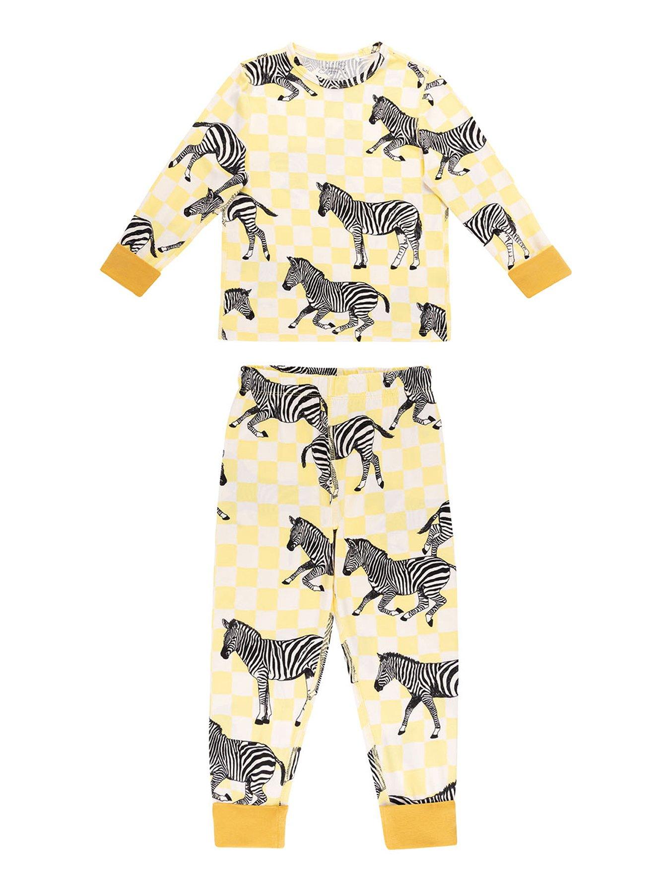 Image 3 of 5 of CHELSEA PEERS Kids 2 Pack Duck / Zebra Print Pyjamas - Yellow