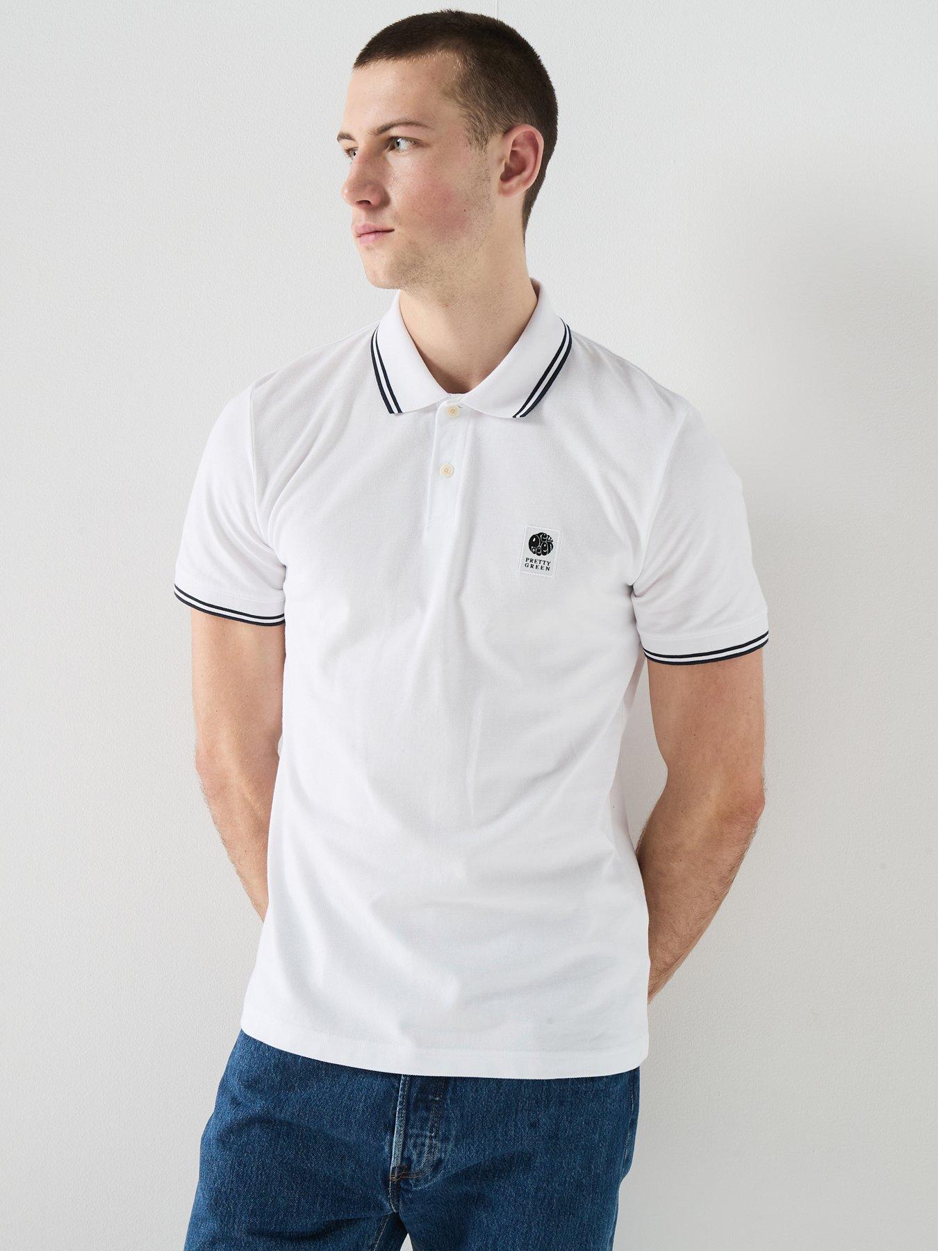 Pretty Green Rayner Tipped Short Sleeve Polo Shirt, White, Size Xl, Men