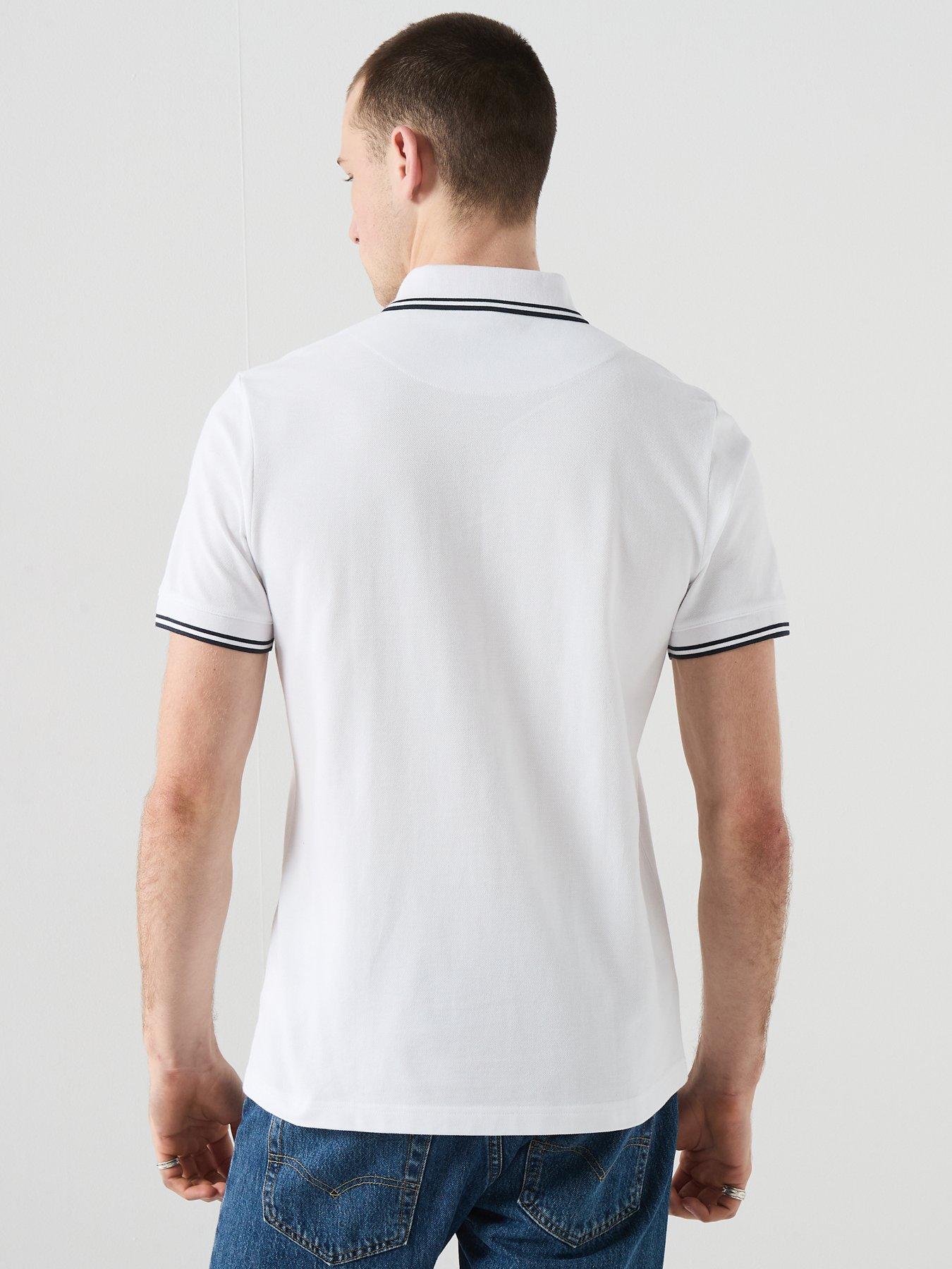 Image 2 of 6 of Pretty Green Rayner Tipped Short Sleeve Polo Shirt - White