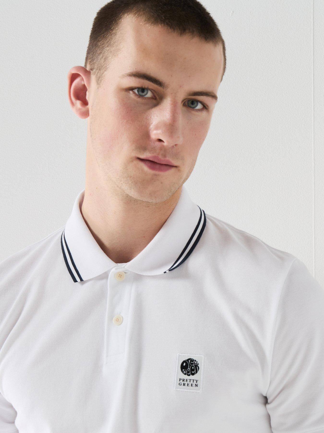 Image 4 of 6 of Pretty Green Rayner Tipped Short Sleeve Polo Shirt - White
