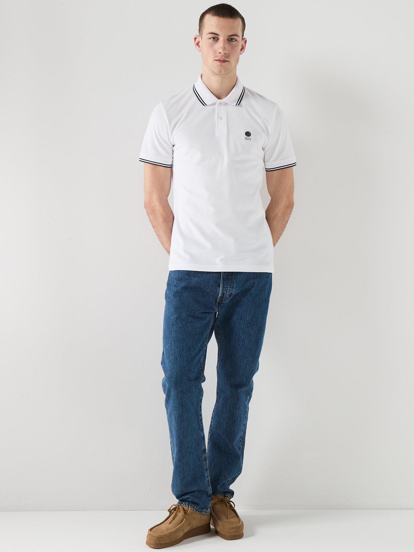 Image 5 of 6 of Pretty Green Rayner Tipped Short Sleeve Polo Shirt - White