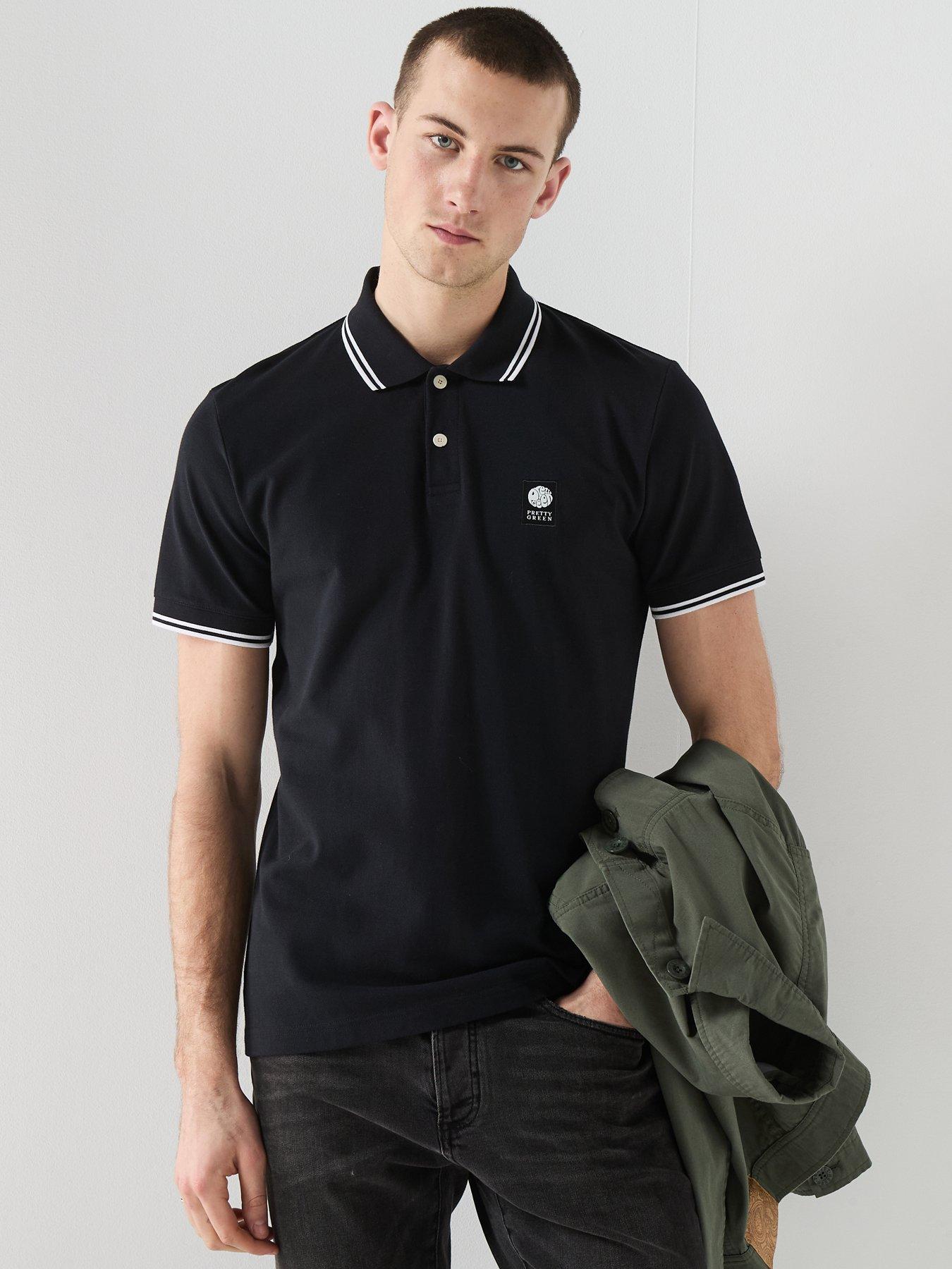Pretty Green Rayner Tipped Short Sleeve Polo Shirt - Black